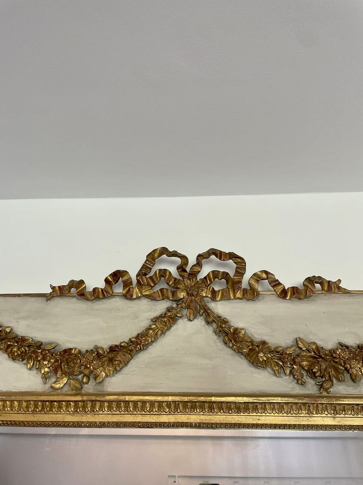 Large Antique 19th Century Quality Giltwood And White Painted Overmantle Mirror photo 2750.0