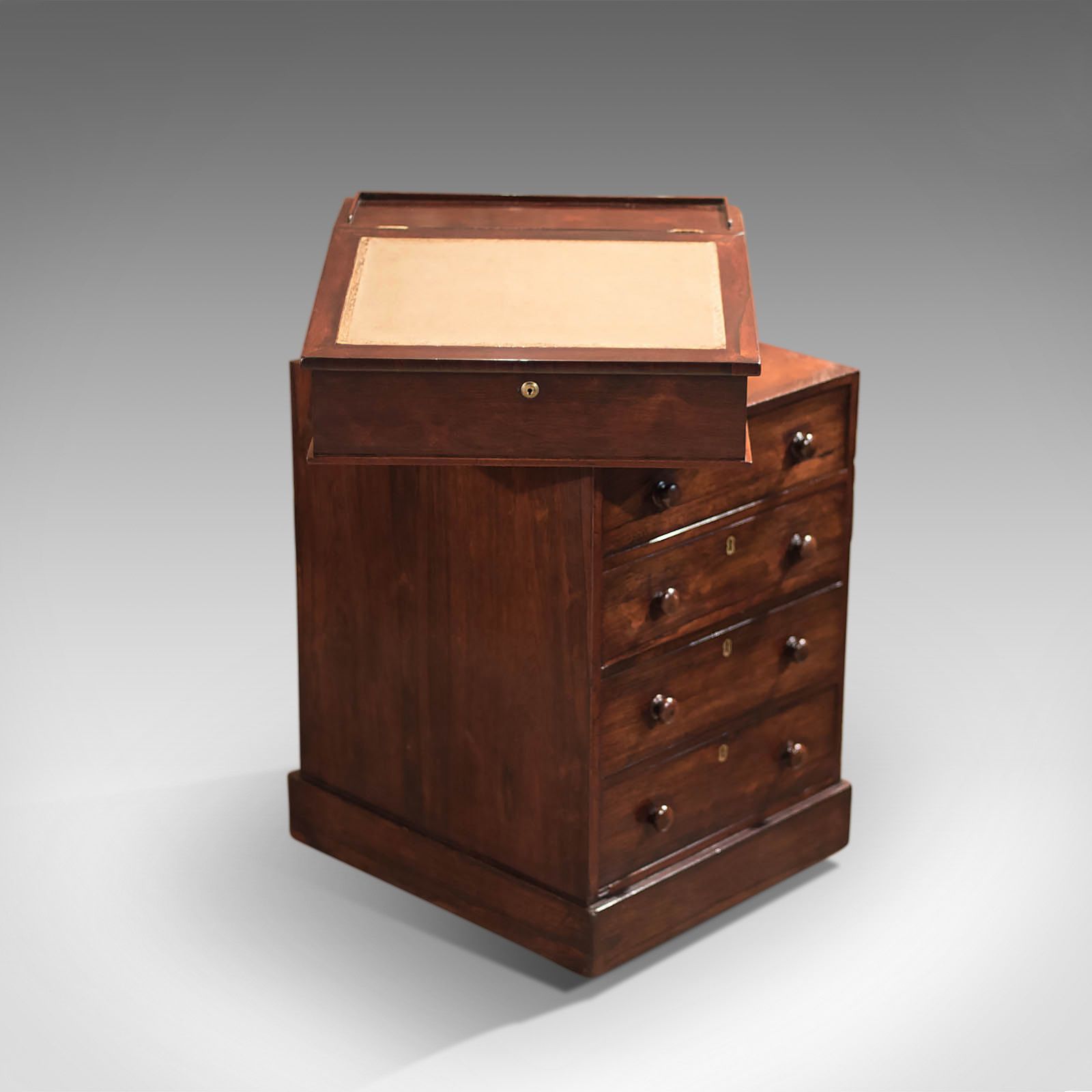 Antique Swivel Top Davenport, Victorian Rosewood Campaign Desk, English C.1850