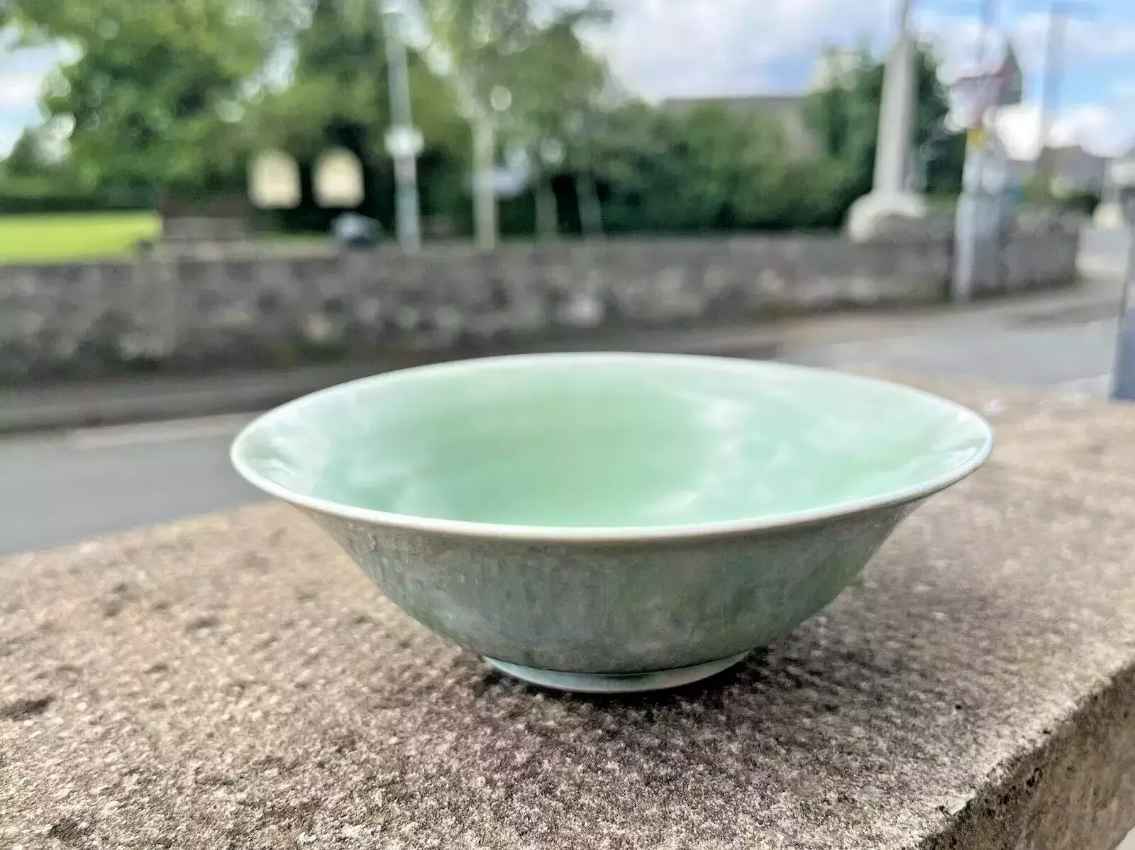 Vintage 1950's C D Nowell Prestbury Studio Art Pottery Green Blue Glazed Bowl