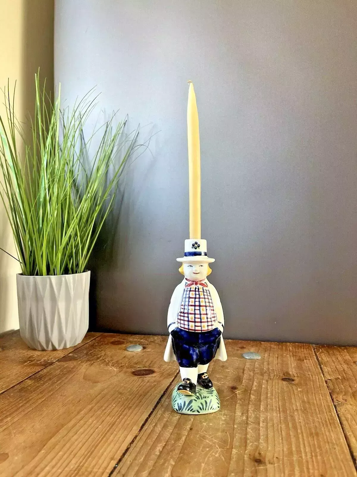 Royal Copenhagen Jus Aluminia Farmer Boy Hans Candle Holders Scandi Folk Faience photo furniture
