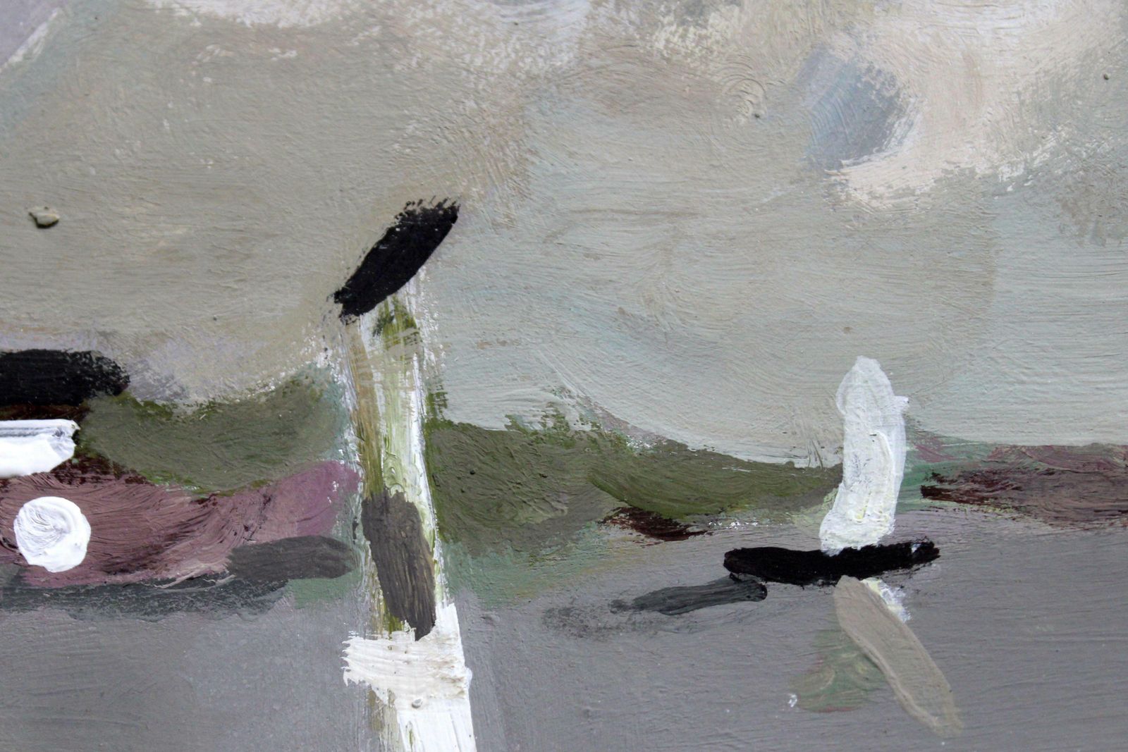 Victor Karnauh Landscape With A Sailboat. Oil On Cardboard, 14x19 Cm photo for sale