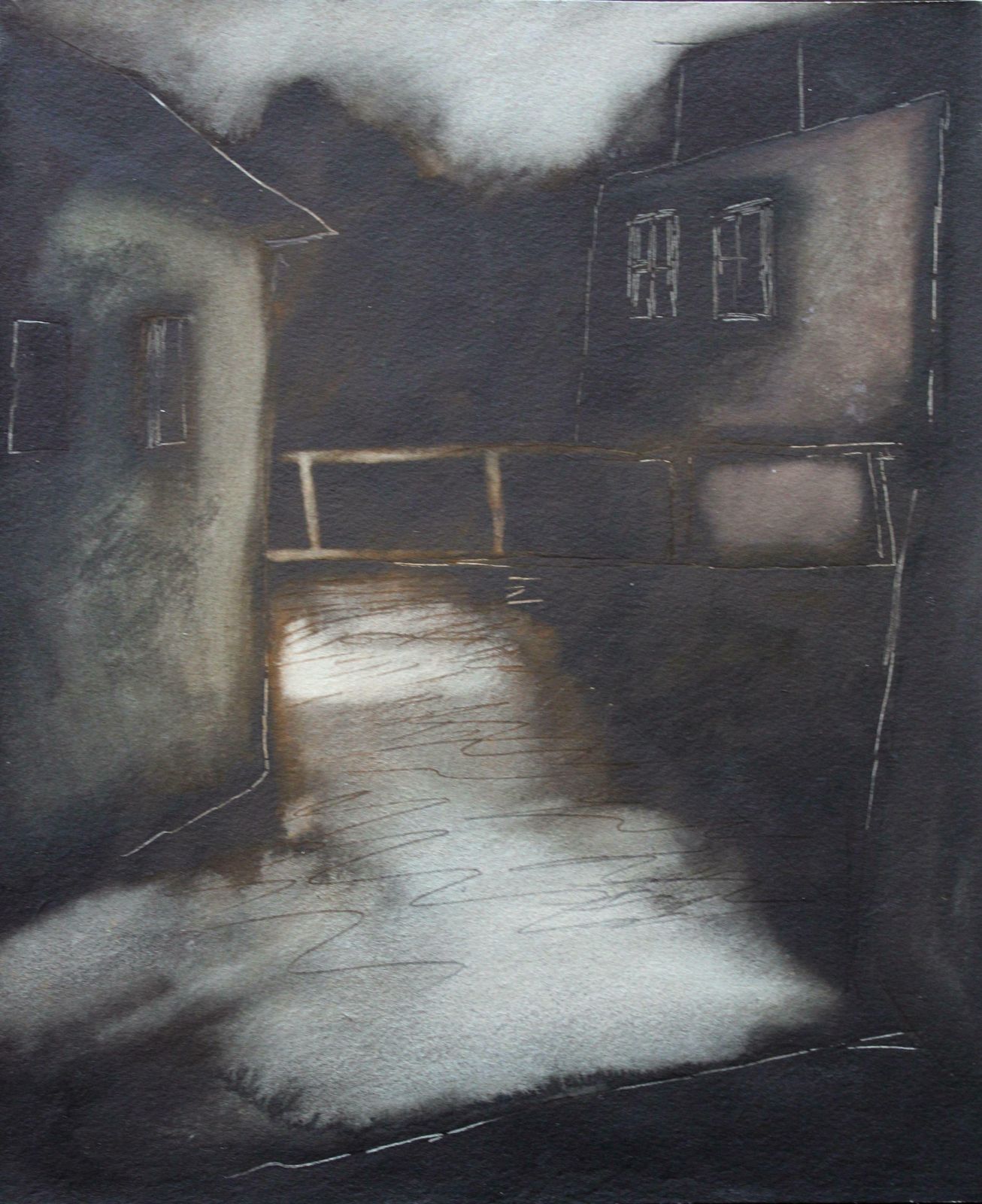 Atis Ievins Small Town. 1972. Paper, Author`s Technique, 21.5x17.5 Cm 1972