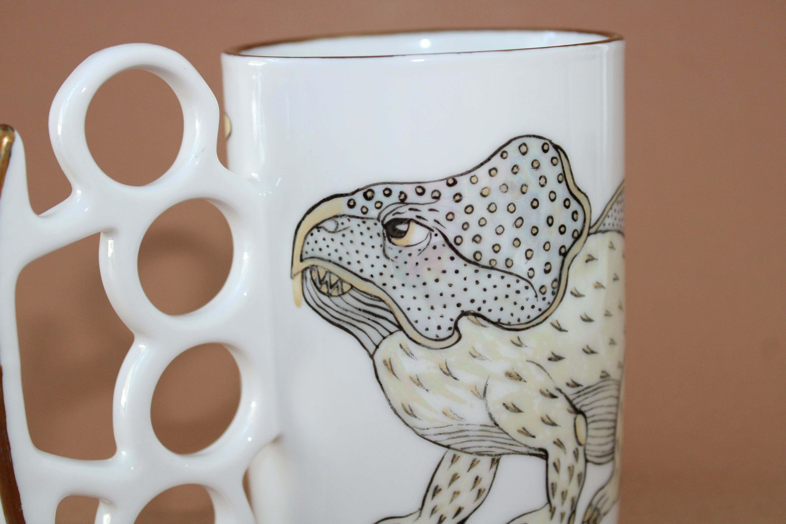 Antonina Paskevica Mug With Dinosaurs. Porcelain H 11, 5 Cm; D 8, 5 Cm photo vintage