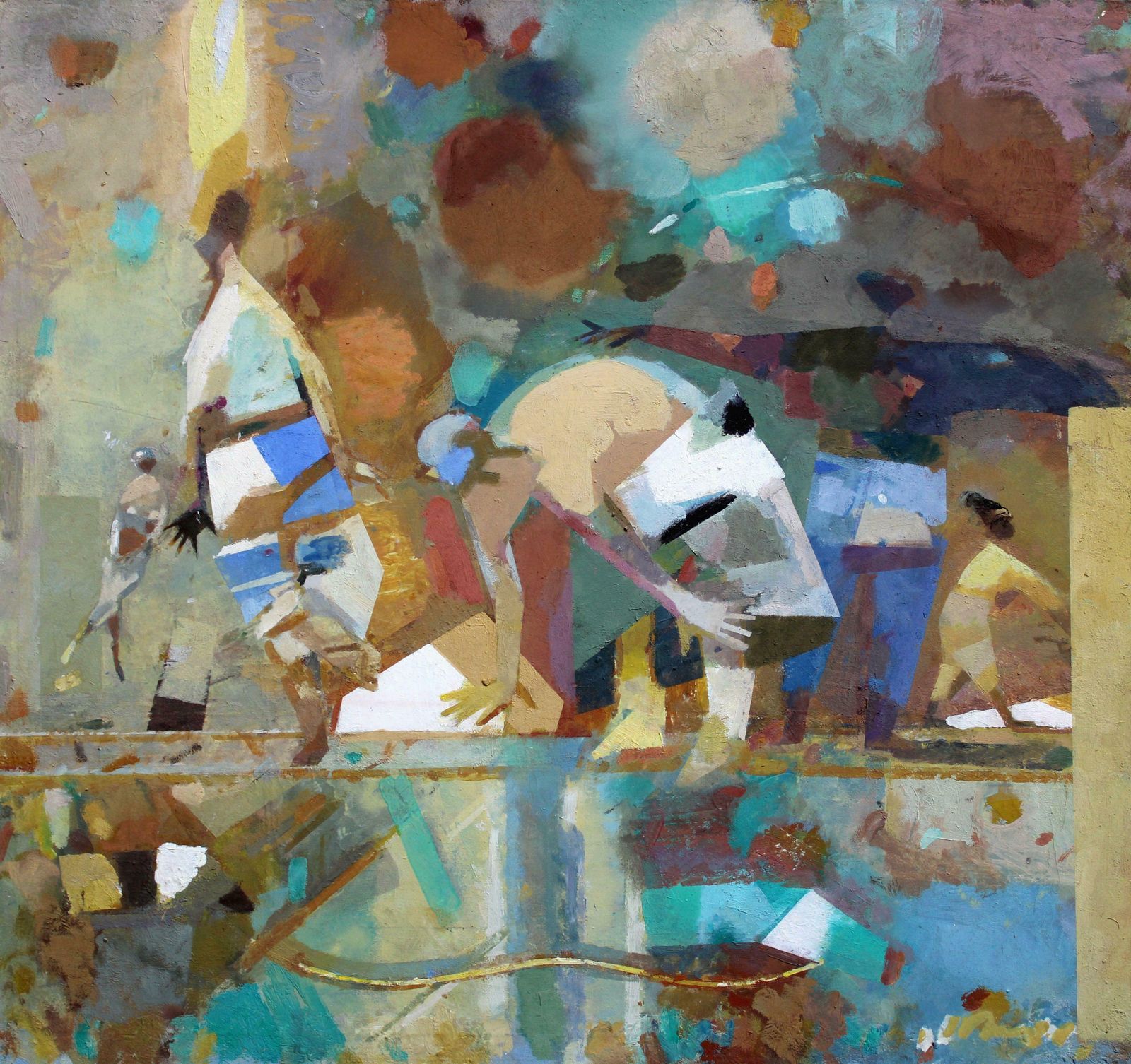 Victor Karnauh Game. Oil On Canvas, 63 X 67 Cm