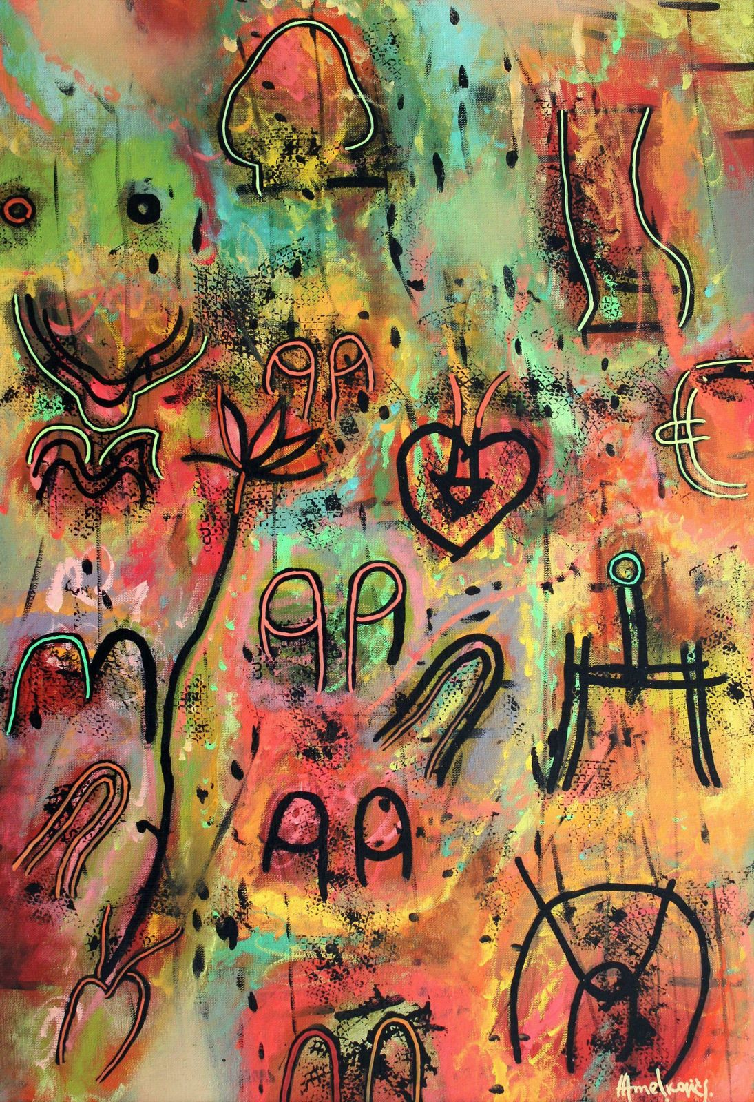 Andrey Amelkovich Elementary School. 2000, Canvas, Mixed Media, 70x49 Cm 2000
