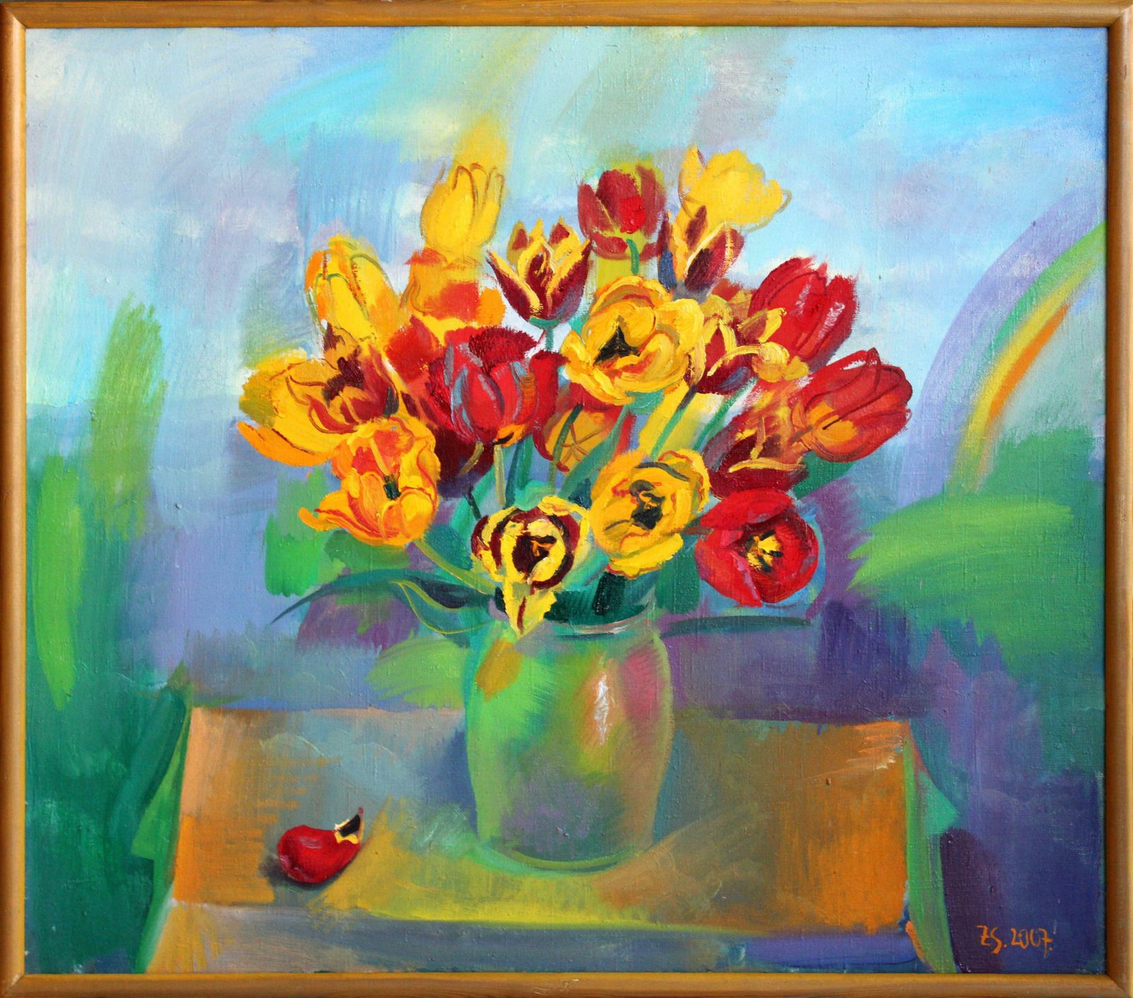 Zita Sudnika Tulips With A Rainbow. Oil On Canvas, 70x80 Cm 2007 photo furniture