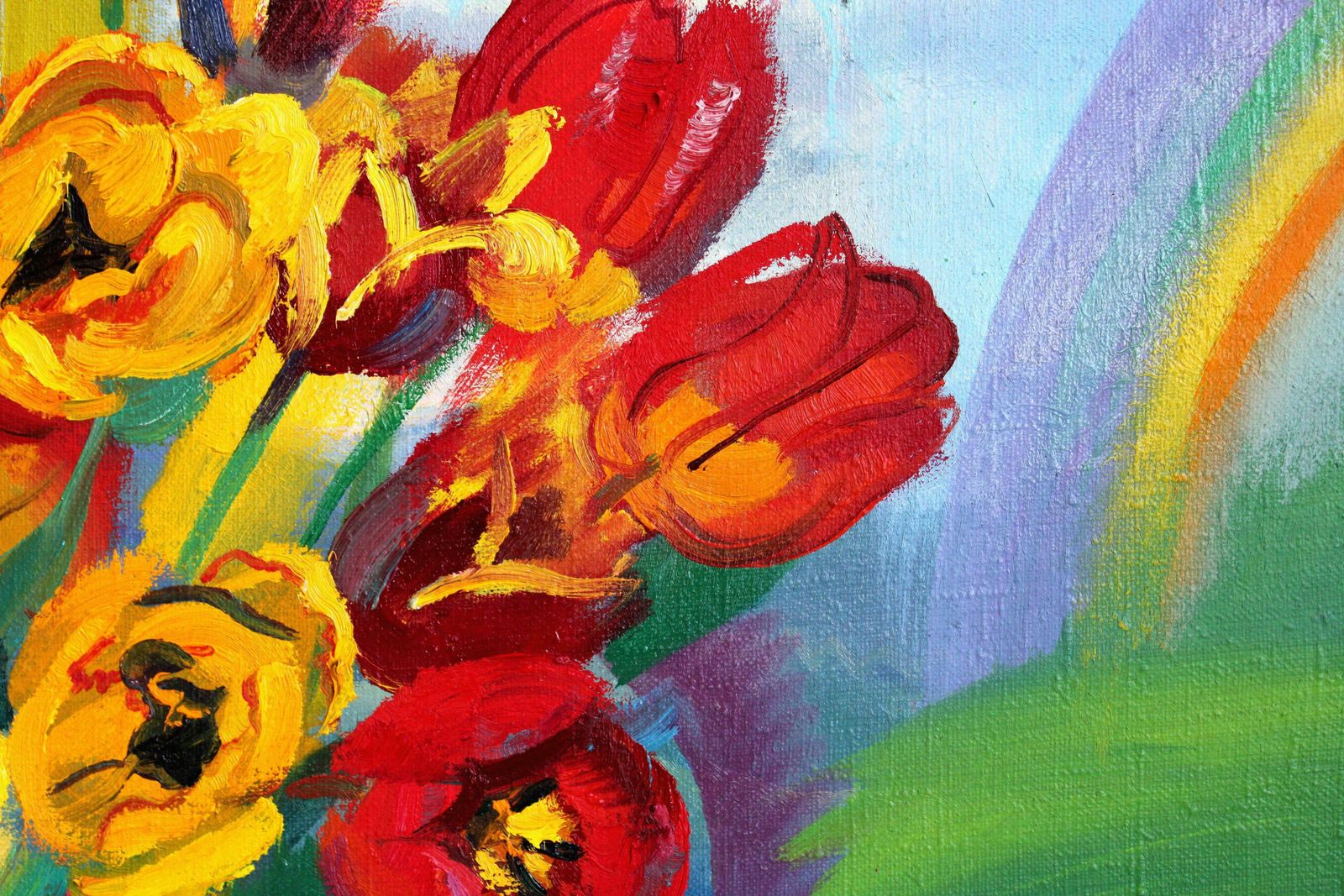 Zita Sudnika Tulips With A Rainbow. Oil On Canvas, 70x80 Cm 2007 photo buy