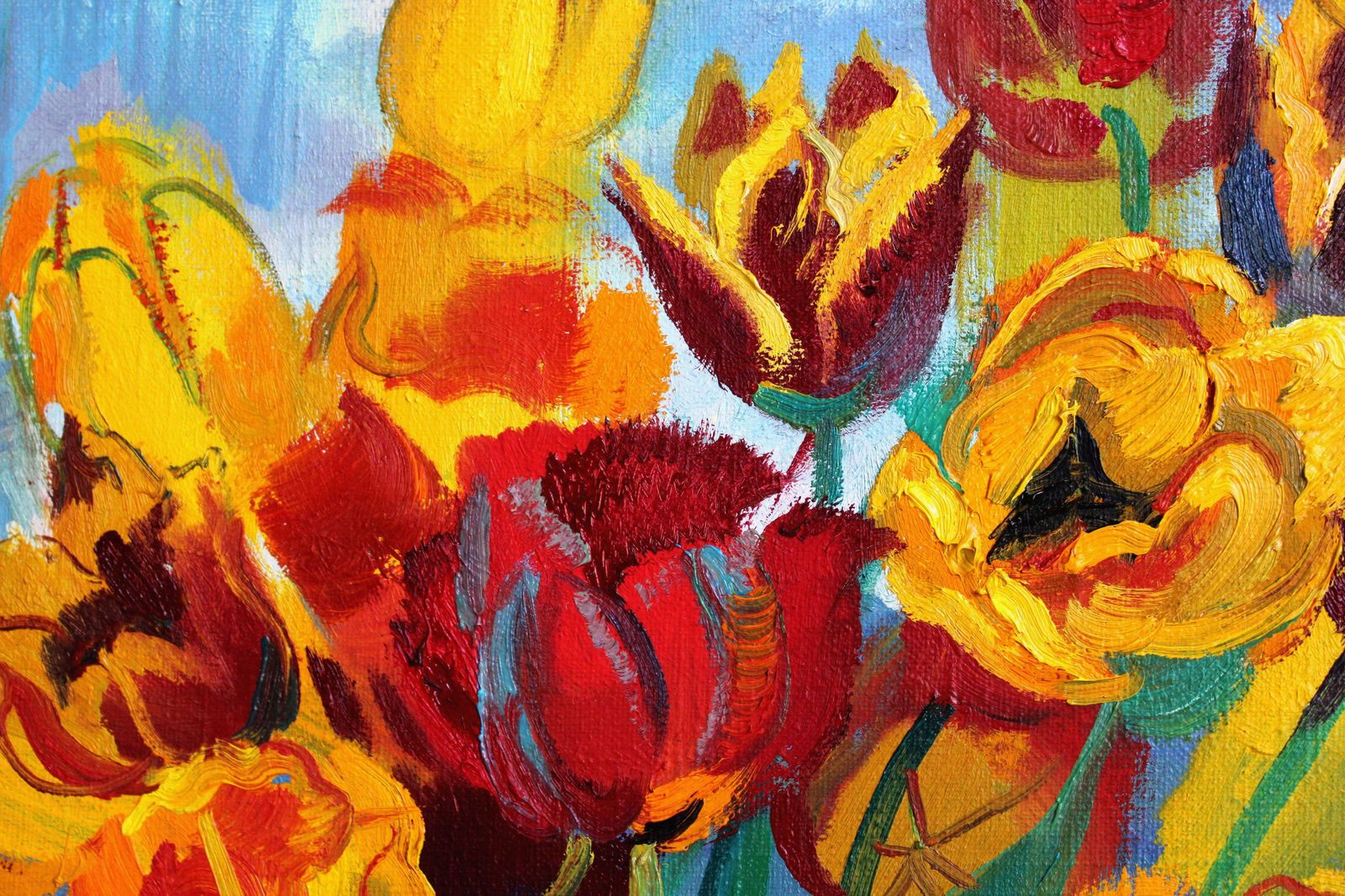 photo for sale Zita Sudnika Tulips With A Rainbow. Oil On Canvas, 70x80 Cm 2007
