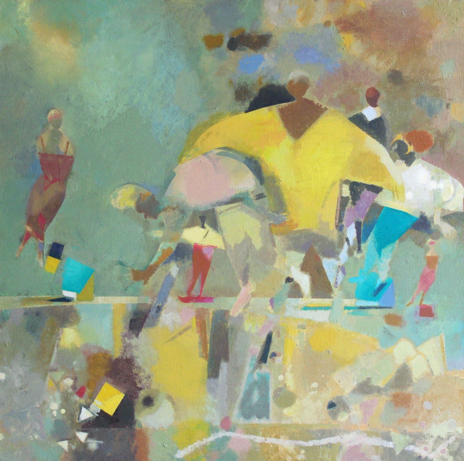 Victor Karnauh A Walk. Oil On Canvas, 80x81 Cm