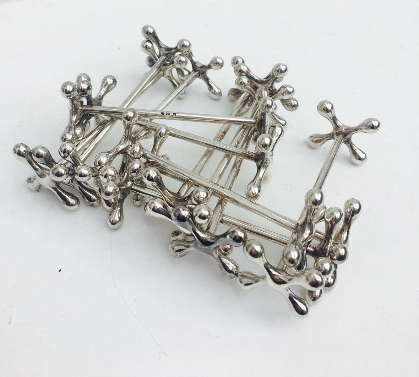 Knife Rests Set 14 Wmf German Silver Plated 1930s, Vintage Silver Plated Knife Holders, Vtg Art Deco Jacks, German Jacks Shaped photo Home Decor