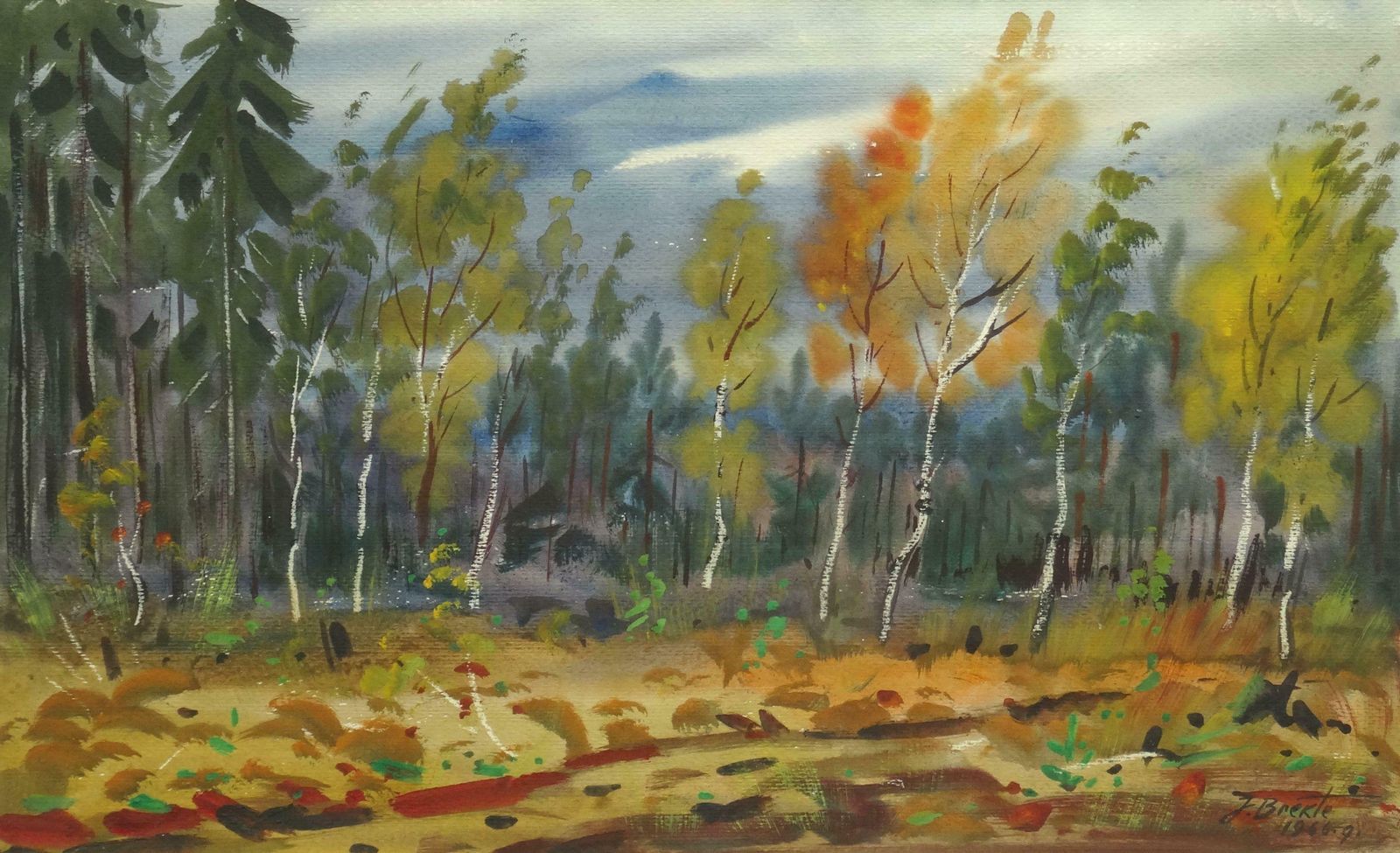 Janis Brekte Autumn Landscape. 1966. Watercolor On Paper. 33, 5 X 54 Cm 1966
