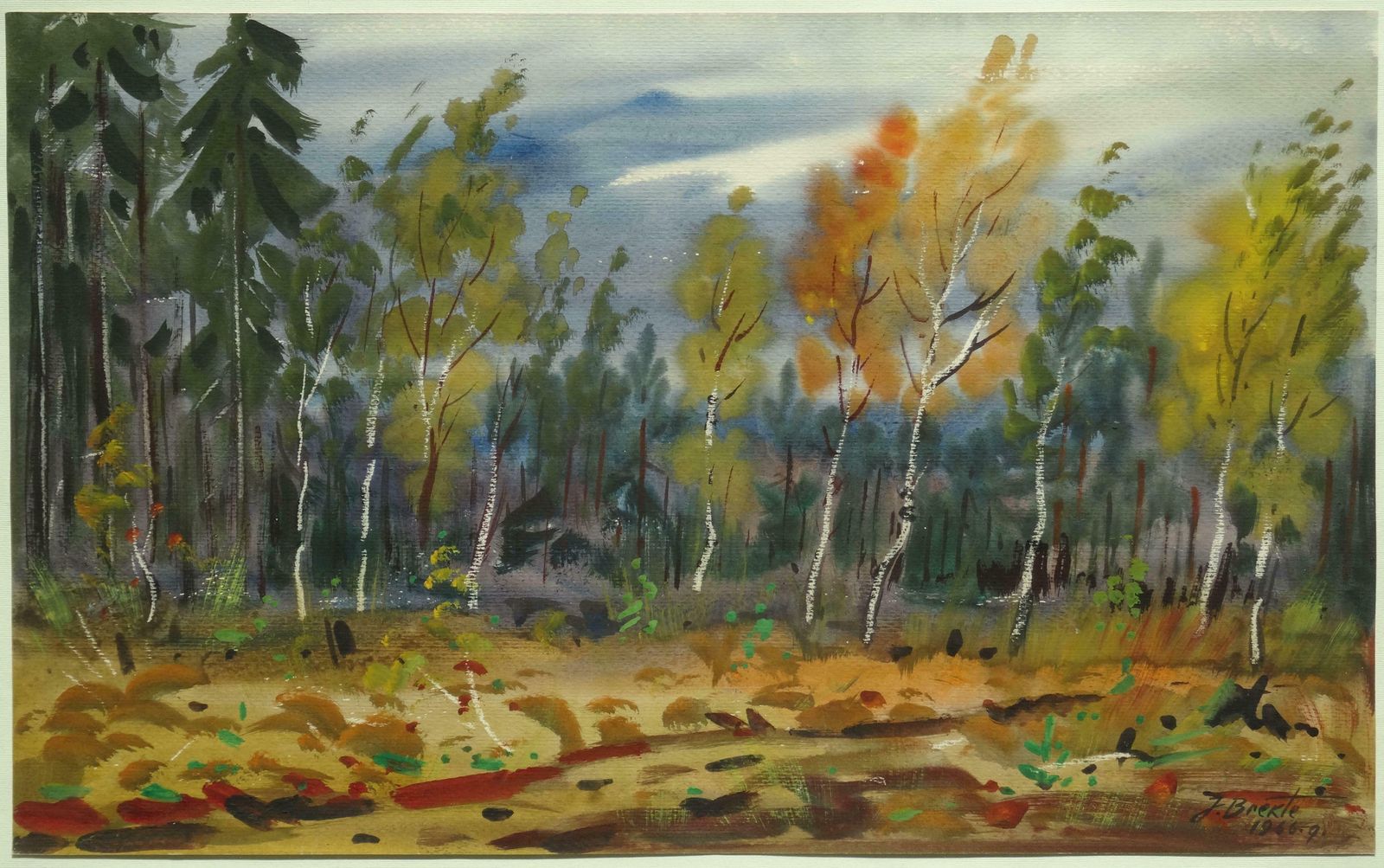 Janis Brekte Autumn Landscape. 1966. Watercolor On Paper. 33, 5 X 54 Cm 1966 photo for sale