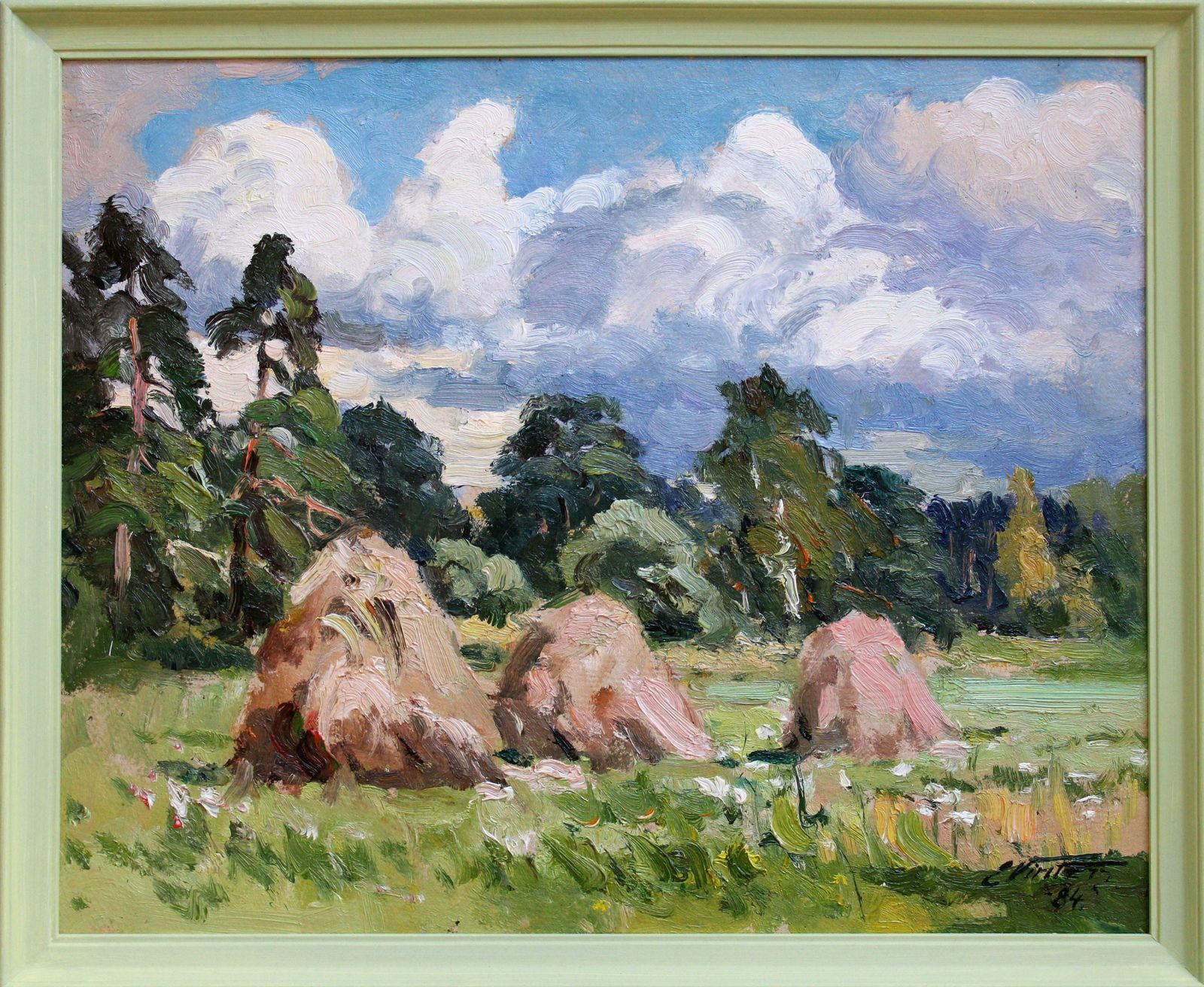 photo furniture Edgars Vinters Haystacks. 1984, Cardboard, Oil, 40x49.5 Cm 1984