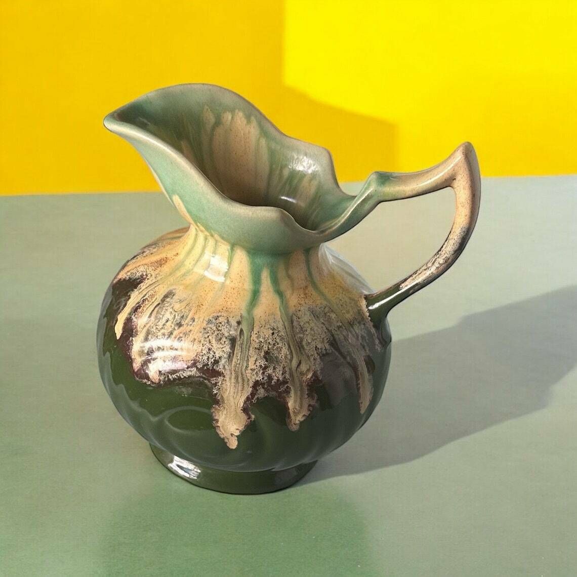 Faïencerie De Thulin Art Deco Ceramic Vase / Thulin Small Pitcher / Antique Belgium Pottery
