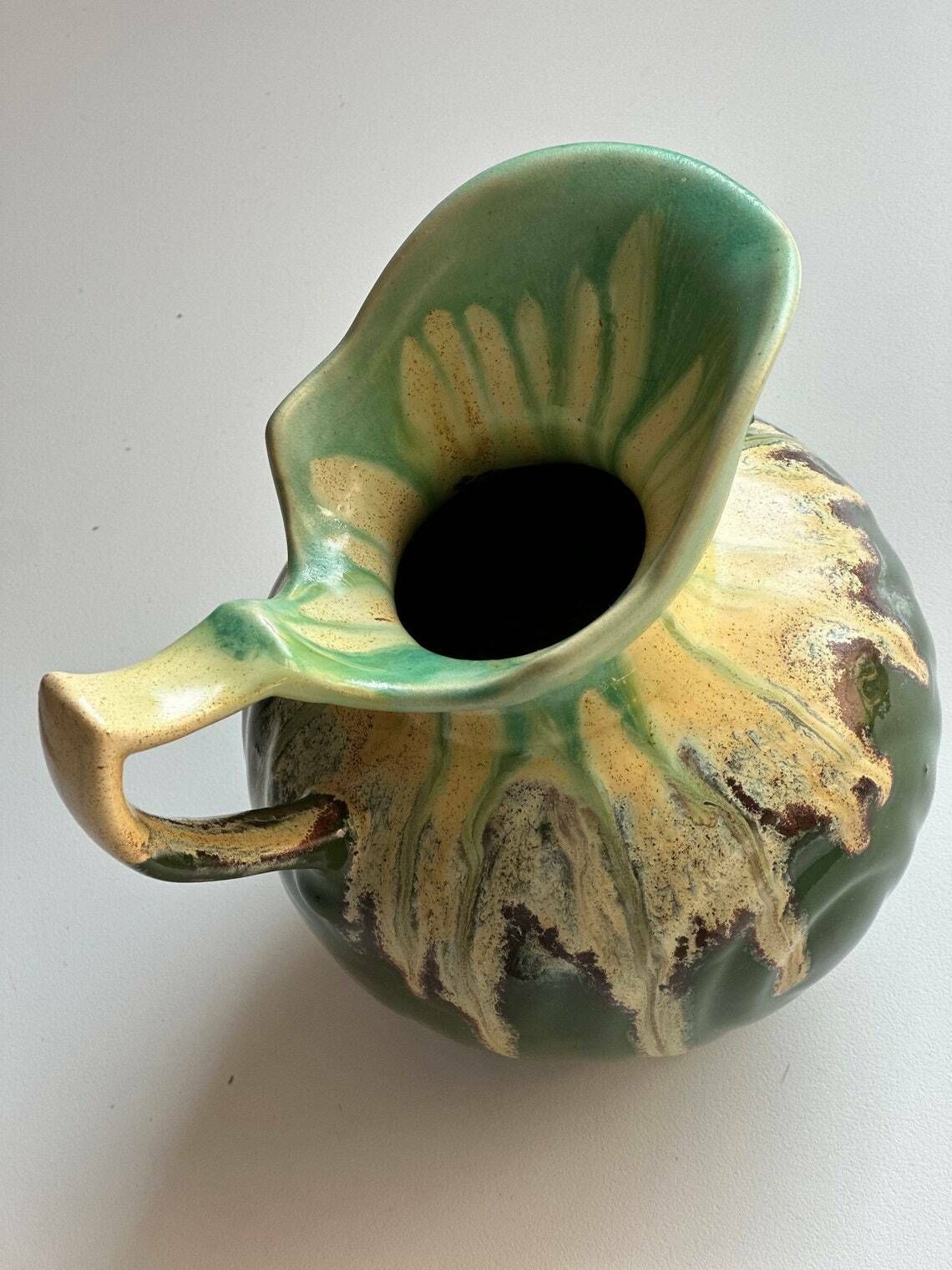 Faïencerie De Thulin Art Deco Ceramic Vase / Thulin Small Pitcher / Antique Belgium Pottery photo for sale