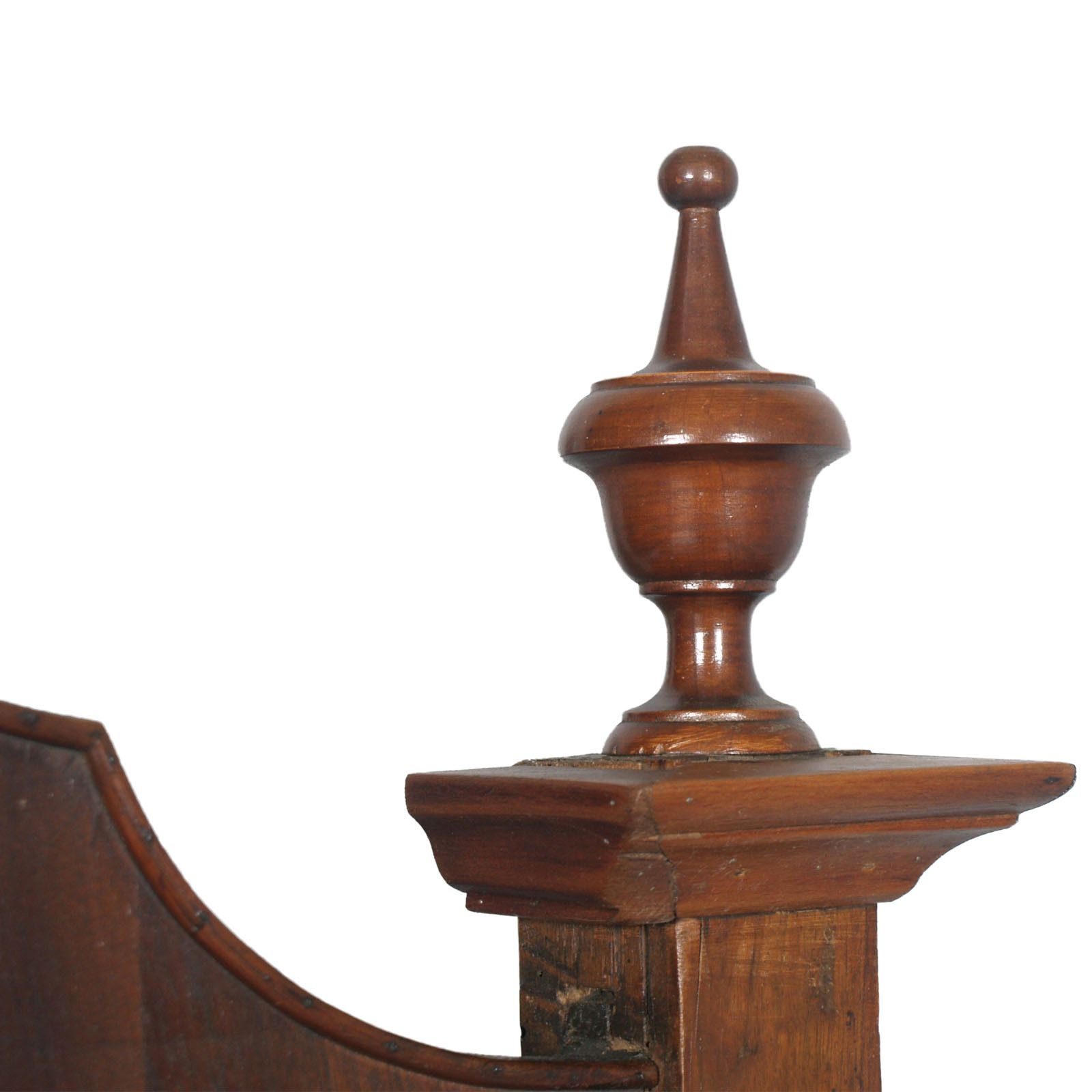 Italy 19th Century Majestic Double Bed In Walnut Restored And Polished To Wax photo furniture