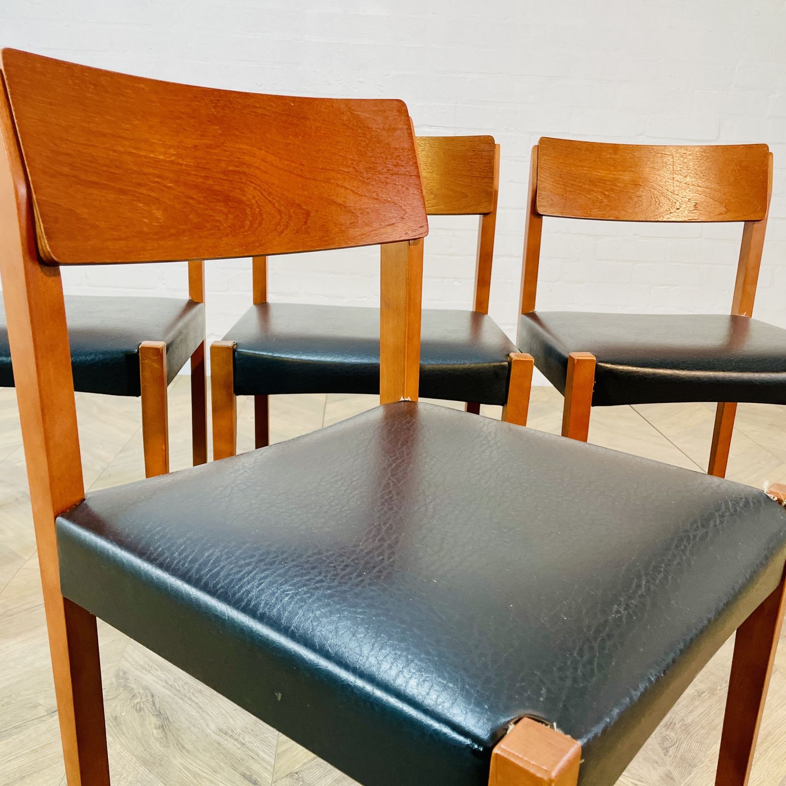Mid Century Black Vinyl Dining Chairs, After Arne Vodder, Set Of 4, 1970s photo Furniture