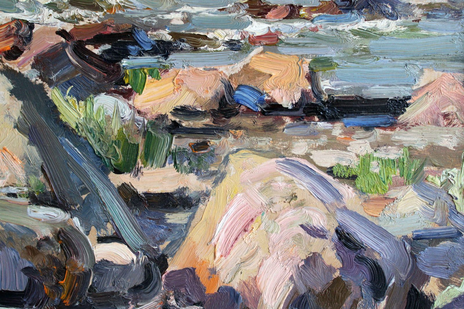 Edgars Vinters Rocky Seashore. 1980, Cardboard, Oil, 48x66 Cm photo furniture