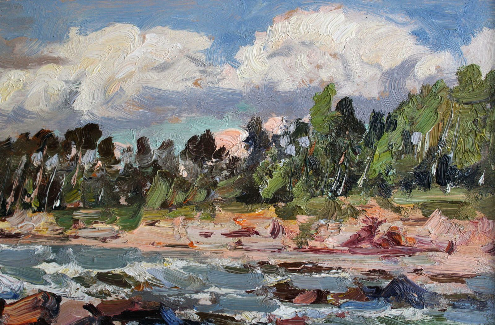 Edgars Vinters Rocky Seashore. 1980, Cardboard, Oil, 48x66 Cm photo for sale