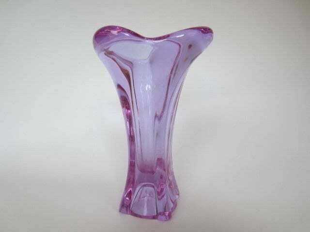 Murano/Czech Colour Changing Pink Alexandrite Sommerso Art Glass Bud Vase 1970's photo vinterior
