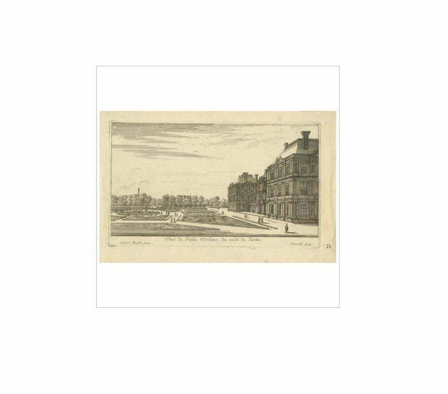 Antique Print Of The Palais D'orléans ‘Paris, France’ By G. Perrelle, Circa 1660 photo Art