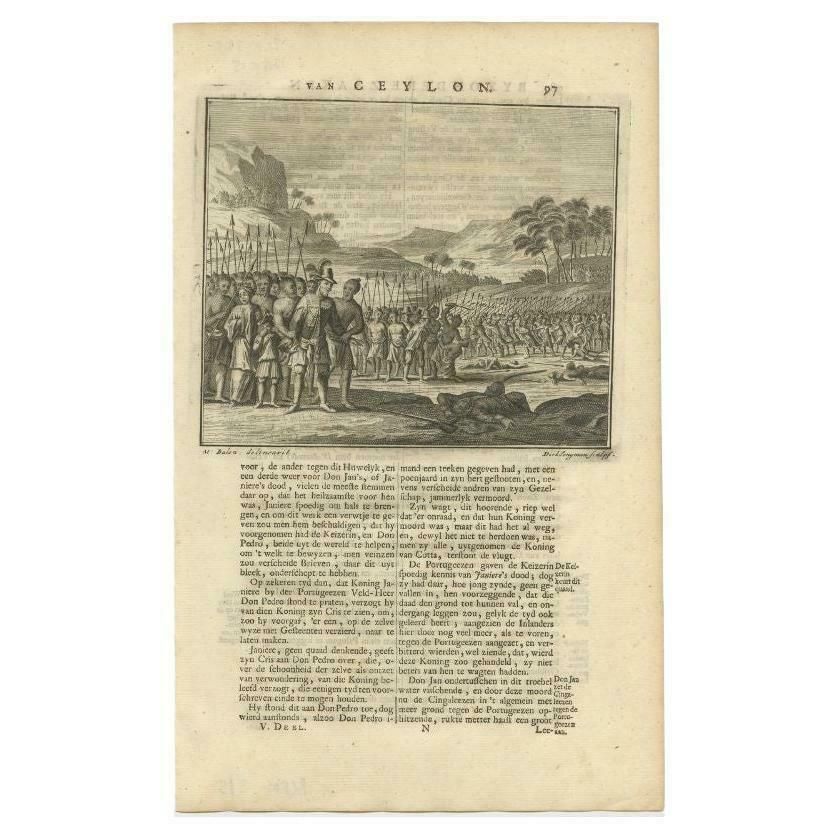 Antique Print Of Don Pedro In Ceylon Or Sri Lanka, 1726 photo furniture