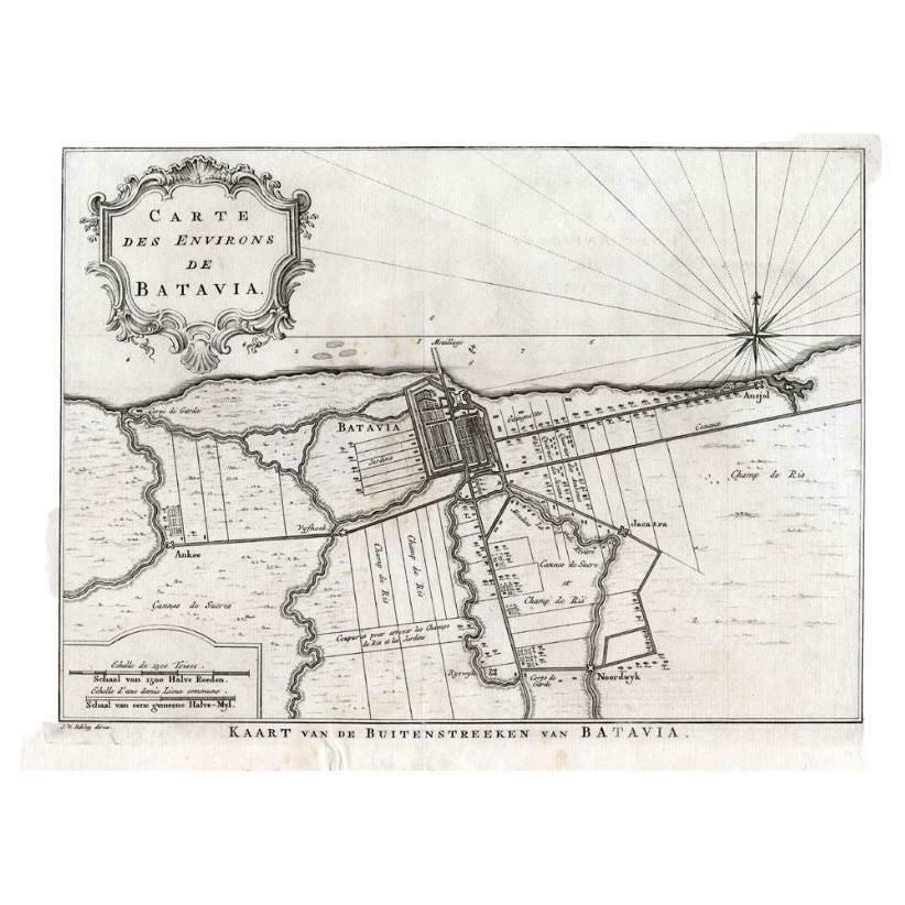 Antique Map Of The Region Of Batavia By Van Schley, C.1750