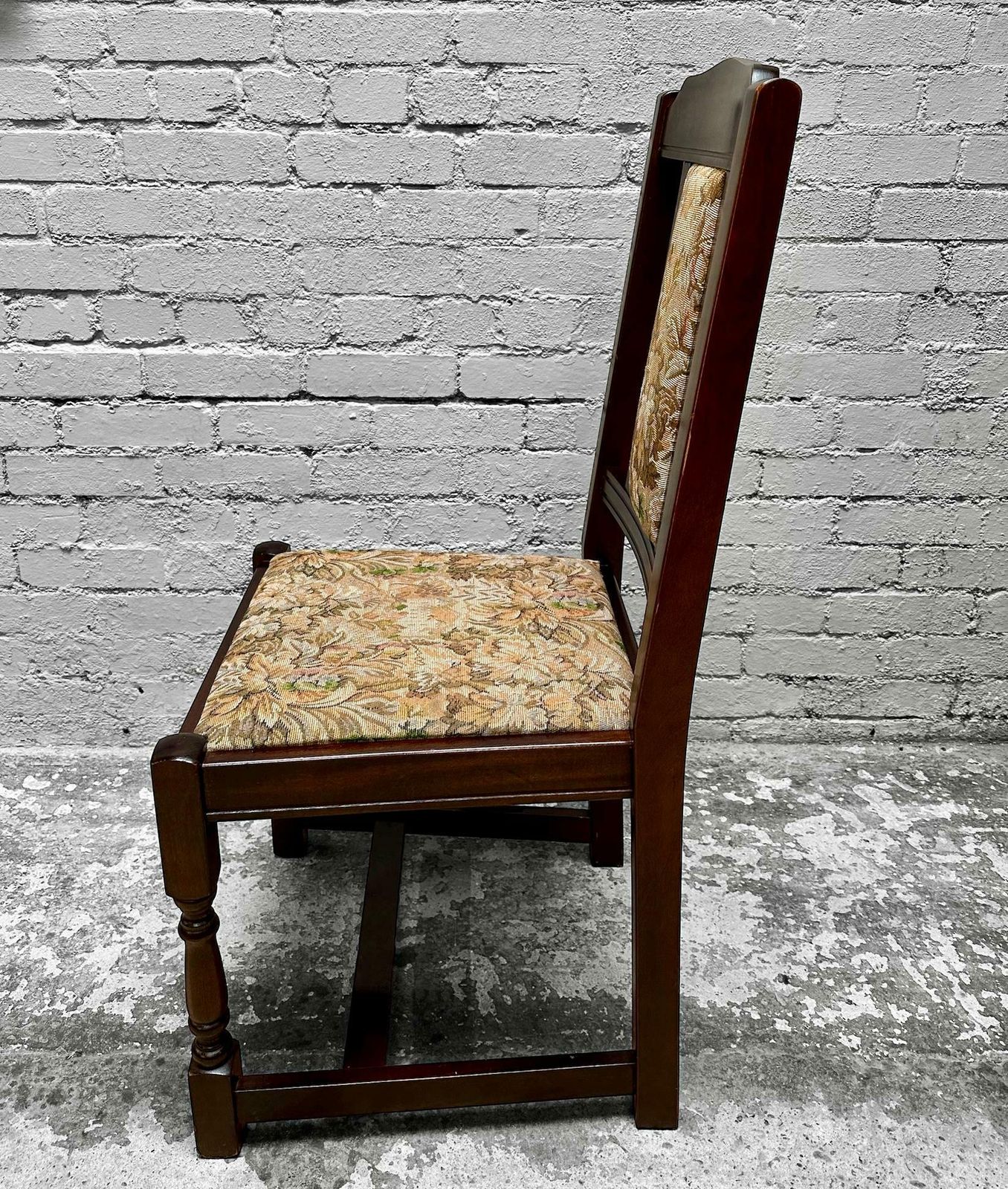 Vintage Oak Dining Chairs / Set Of 4 / Solid Oak Wooden Frames C1990 / Tudor Brown photo vintage