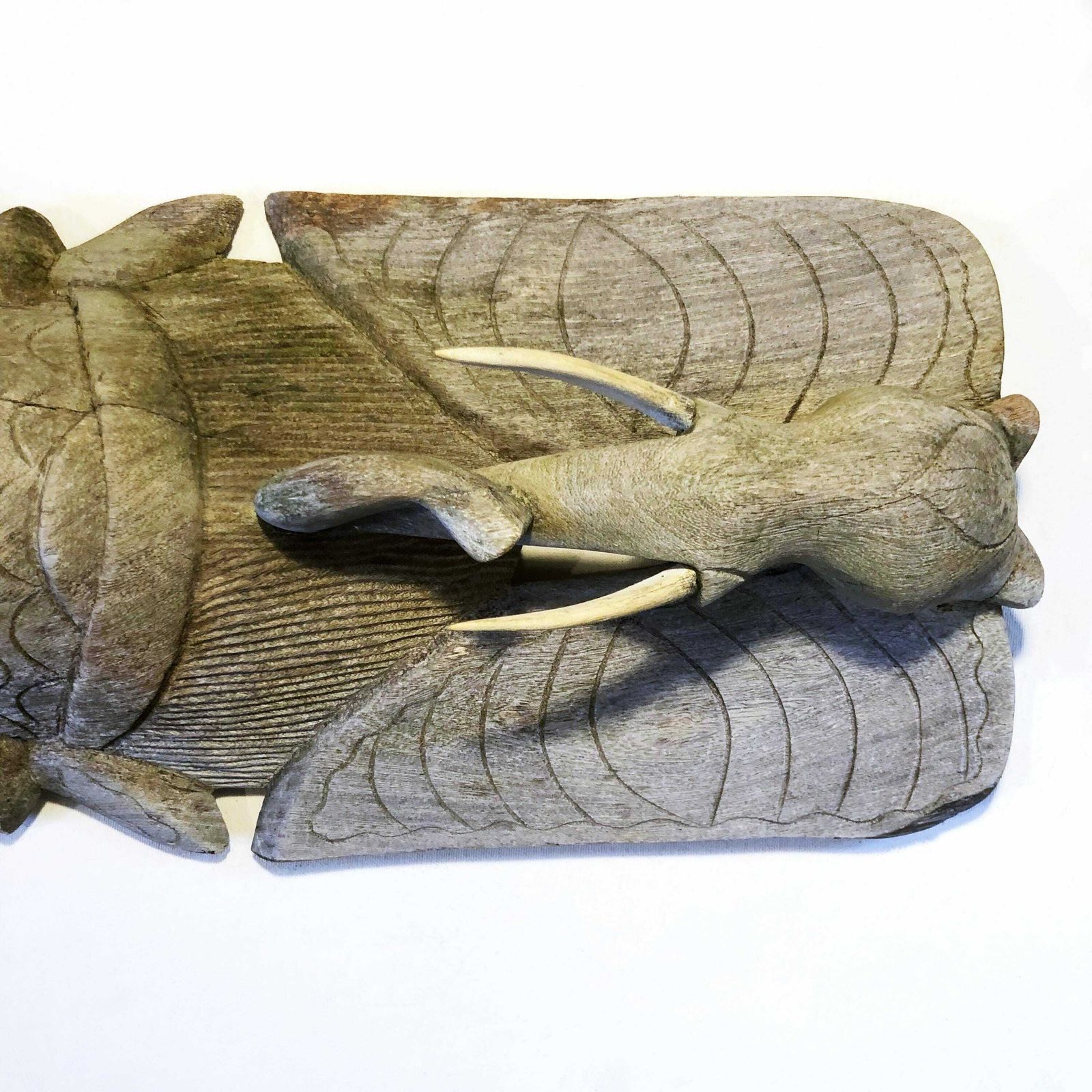 Antique African Wooden Elephant Tribal Mask Large Rustic Carved Tribal Mask Rare African Ceremonial Mask Antique African Hanging Tribal Mask photo vinterior