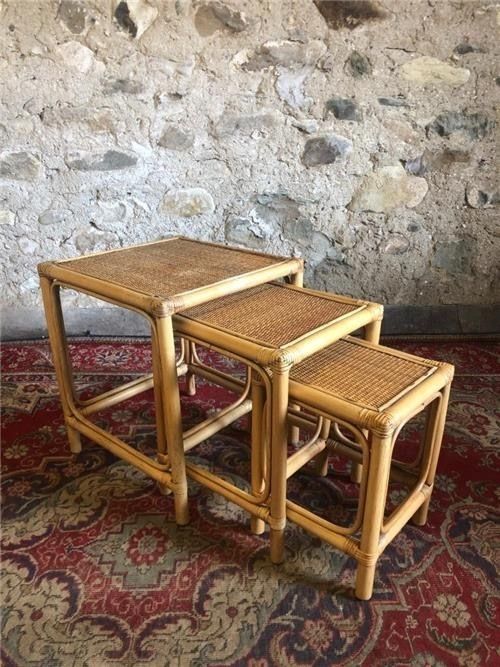 Beautiful Vintage Bamboo Nest Of Tables photo 210.0