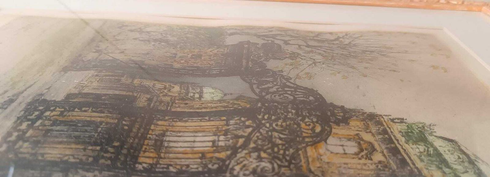 Luigi Kasimir Color Engraving Belvedere Palace Gate Austria Framed Painting 1920s 30s photo buy