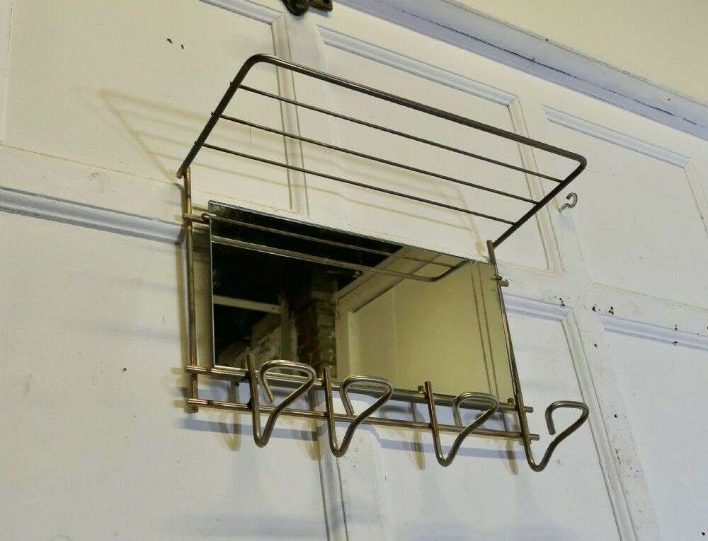 Mid Century Retro Polished Steel Mirrored Hat And Coat Rack photo for sale