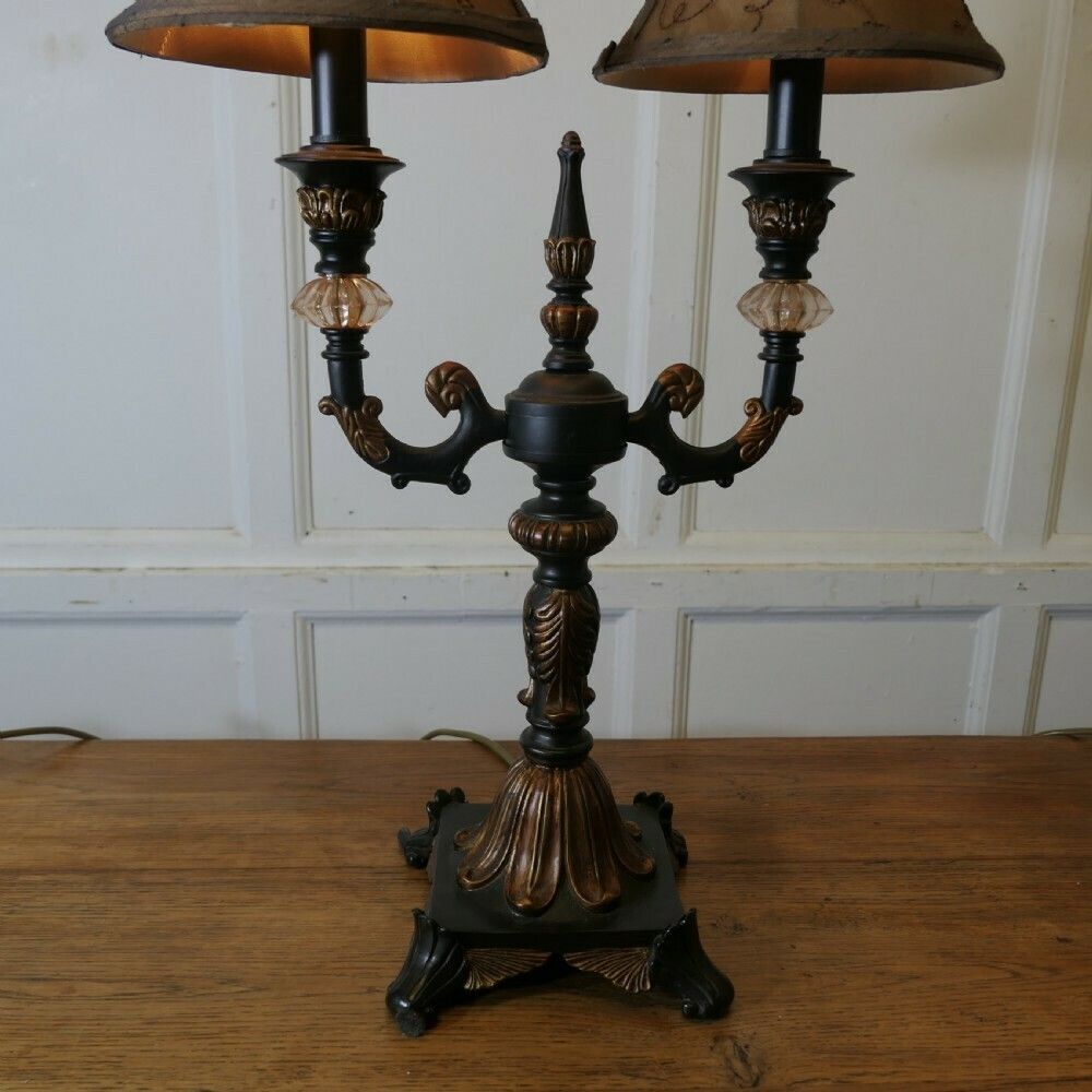 Pair Of Large Art Deco Hollywood Regency Twin Table Lamps photo for sale