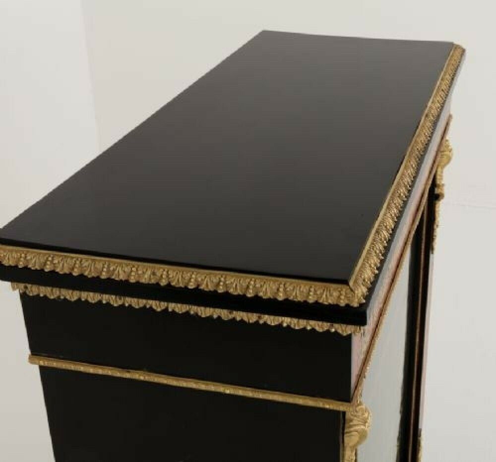 Pair Boulle Pier Cabinet Ebonised Inlay Antique 1850 photo 5500.0