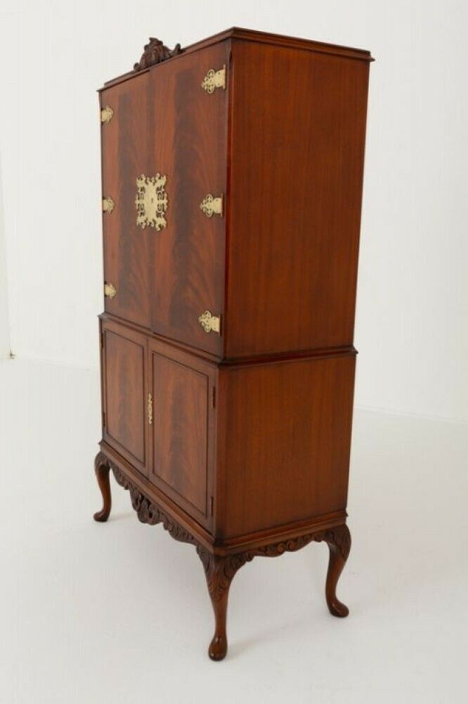 Queen Anne Cocktail Cabinet Revival Mahogany Drinks Chest photo 1250.0