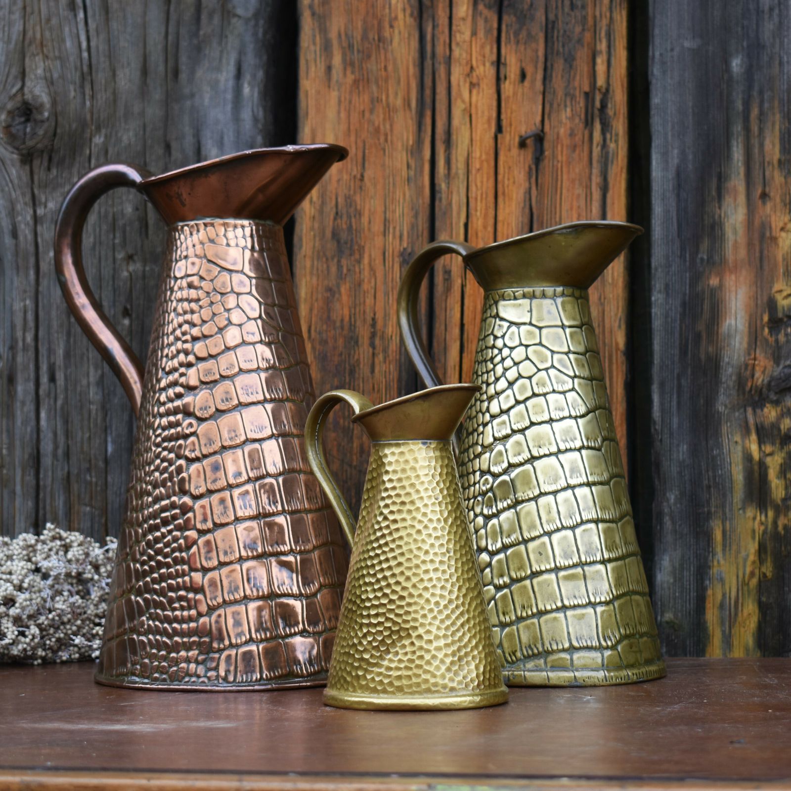 Antique Joseph Sankey Hand Beaten Snakeskin Repousse Copper Jug Ewer Pitcher photo 75.0
