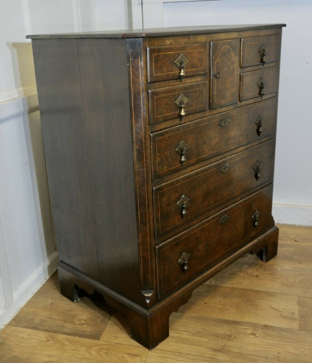 A Fine Bur Walnut And Oak Chest Of Drawers photo for sale