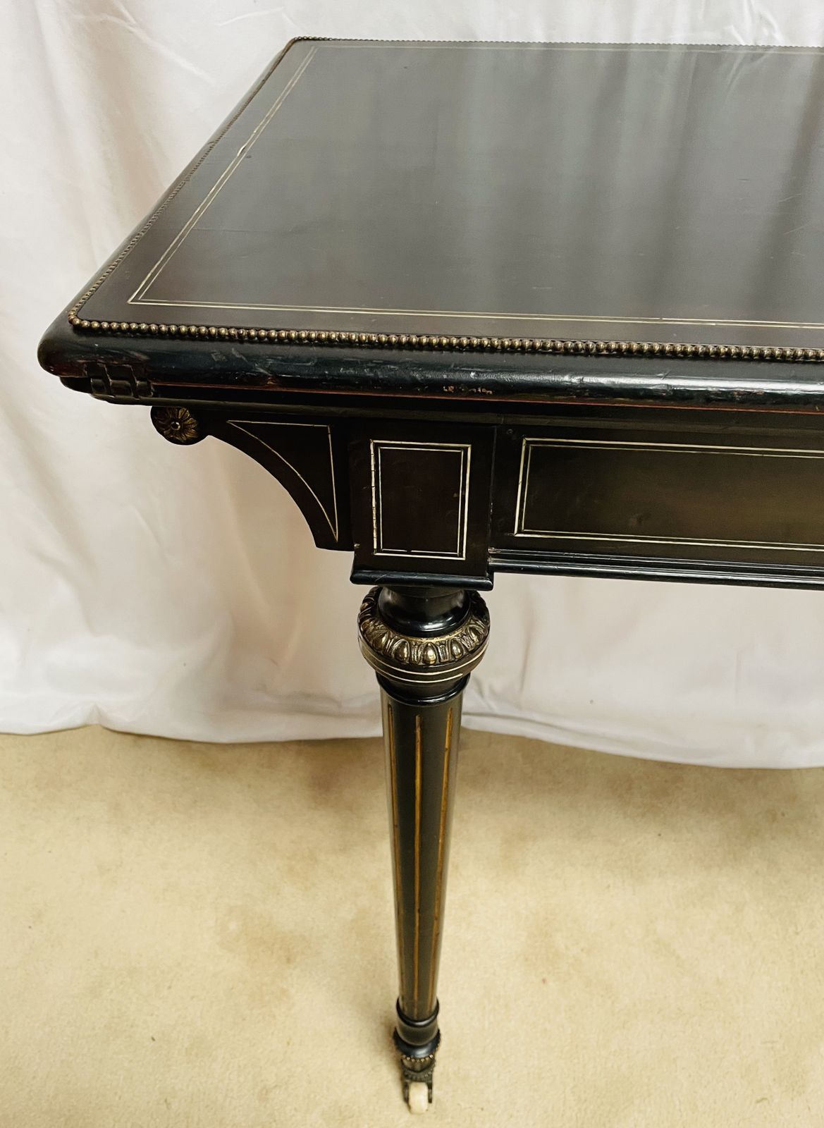 Fabulous Victorian Aesthetic Period Ebonised Concertina Drawer Pull Fold Over Card Table photo furniture