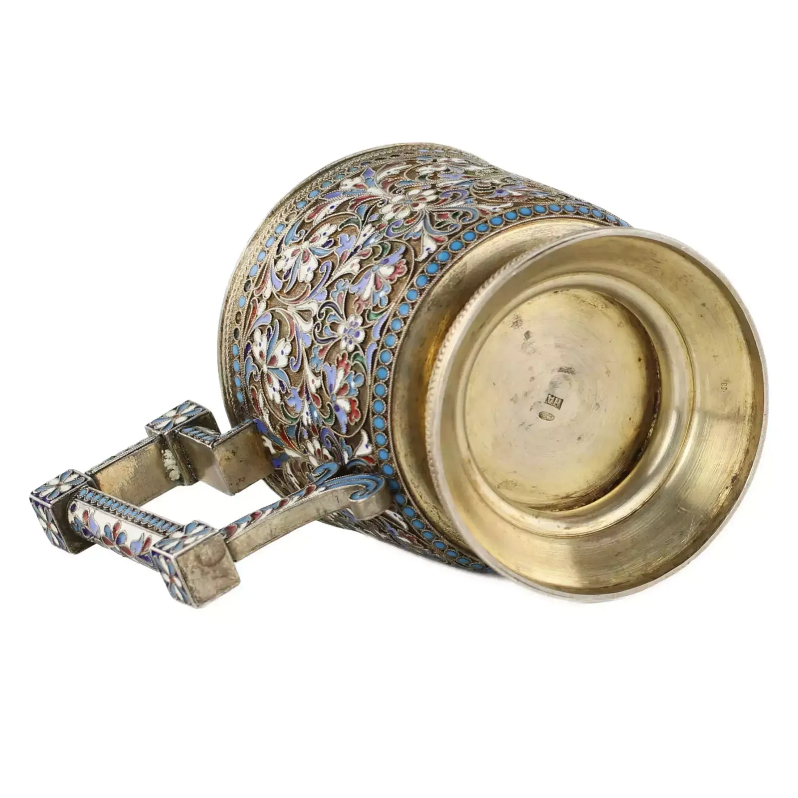 N.V. Alekseev. Silver Glass Holder In Cloisonné Enamels. Moscow. The Turn Of The 19th And 20th Centuries. photo buy