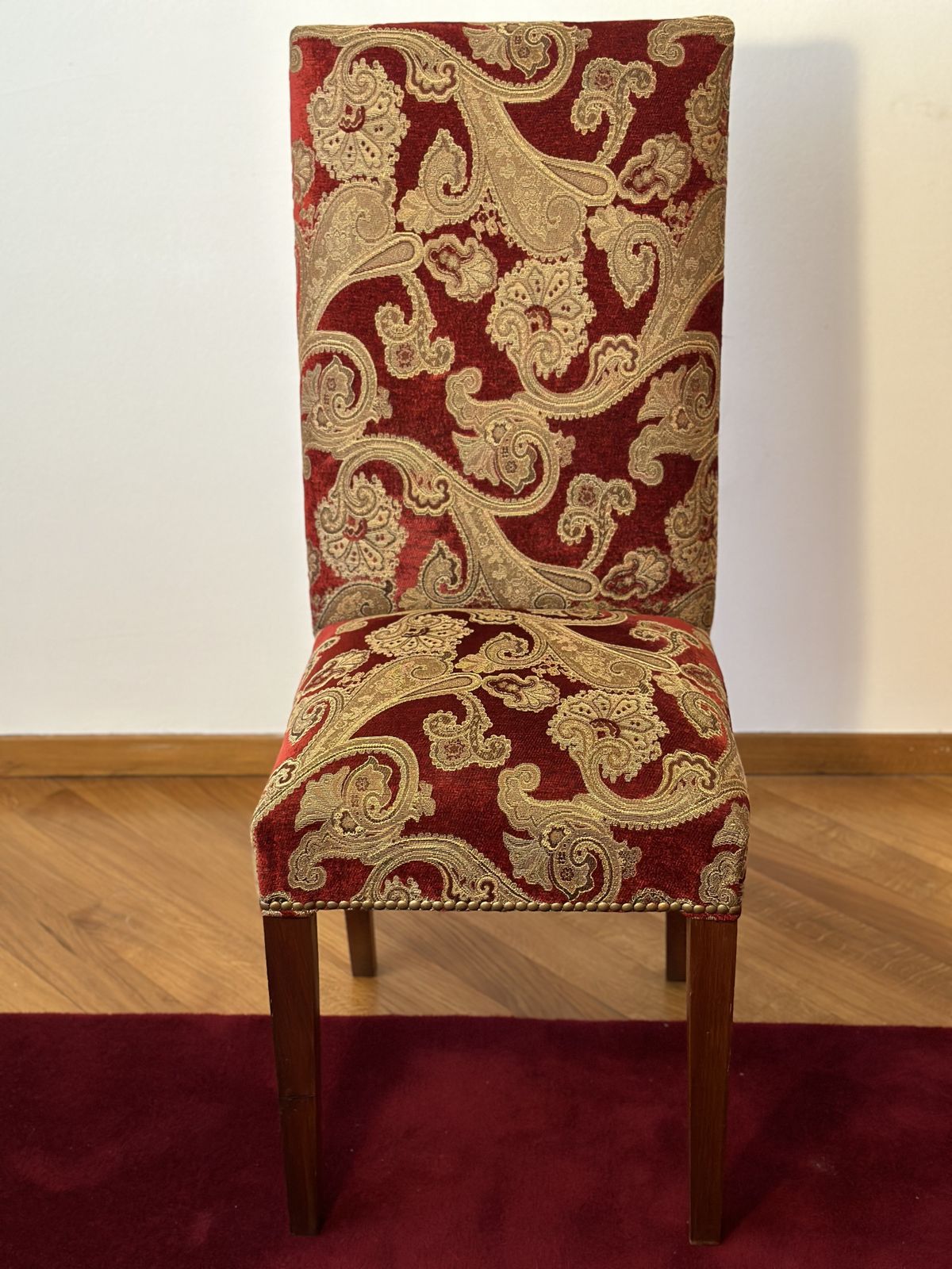 Dining Chairs In Cedar Wood And Fabric   Set Of 8
