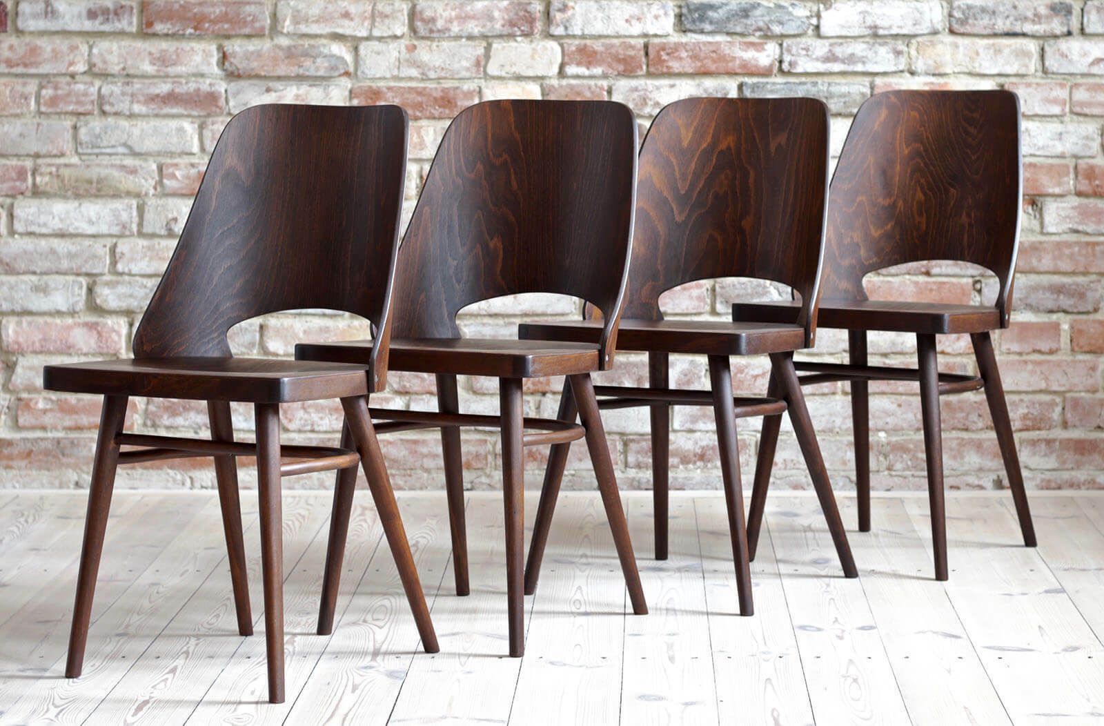 Set Of 8 Dining Chairs By Radomir Hofman For Ton, Model 514, Beech Veneer photo for sale