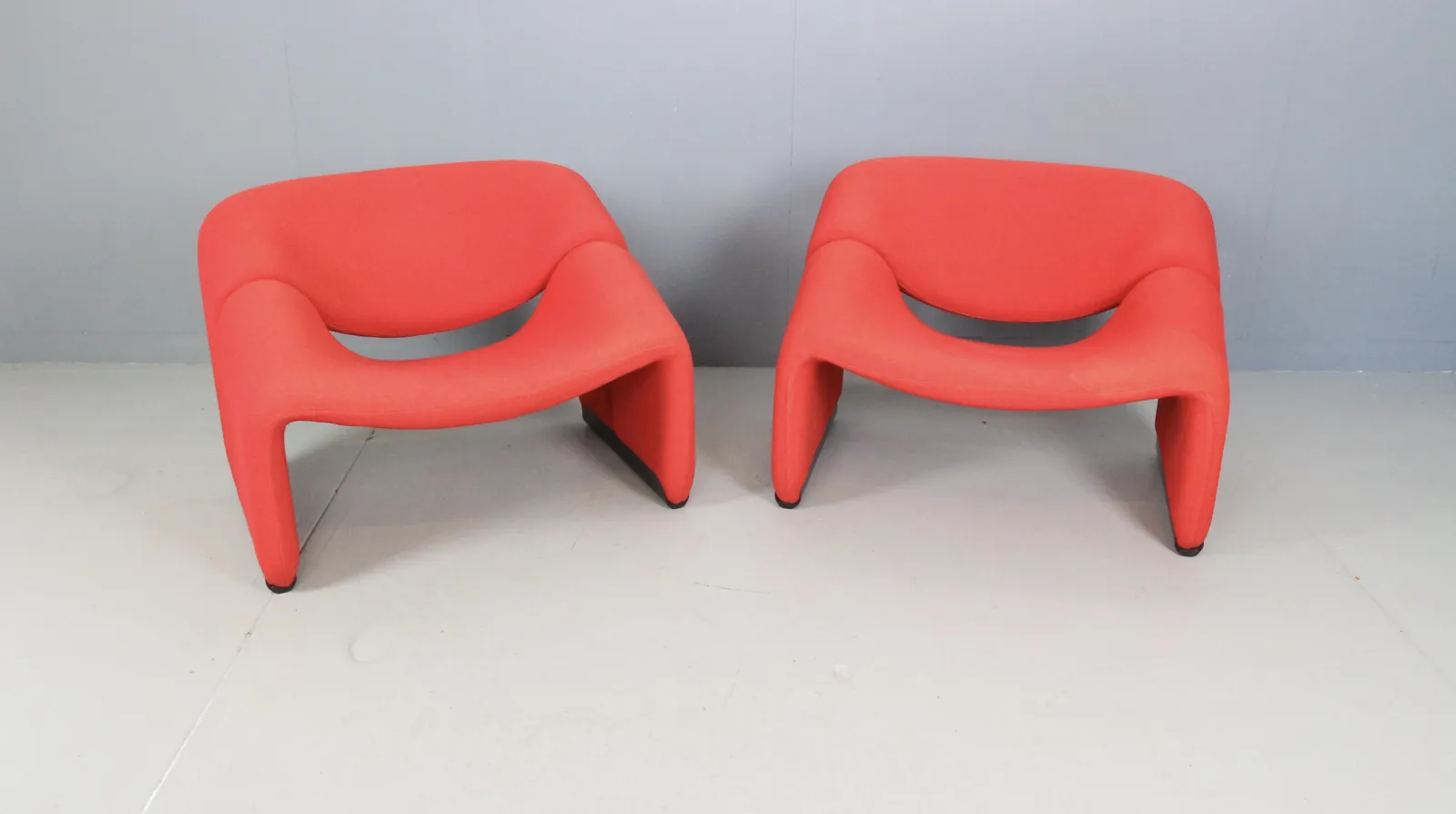 Furniture Pierre Paulin Set Of 2 F598 Groovy Armchairs For Artifort New Upholstery, 1972 photo