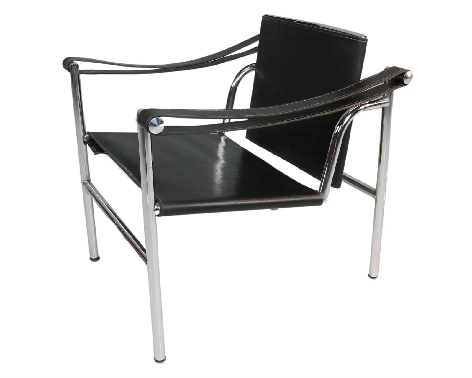 photo furniture Le Corbusier Vintage Black Leather Armchair Model  Lc1 For Cassina, 1970s