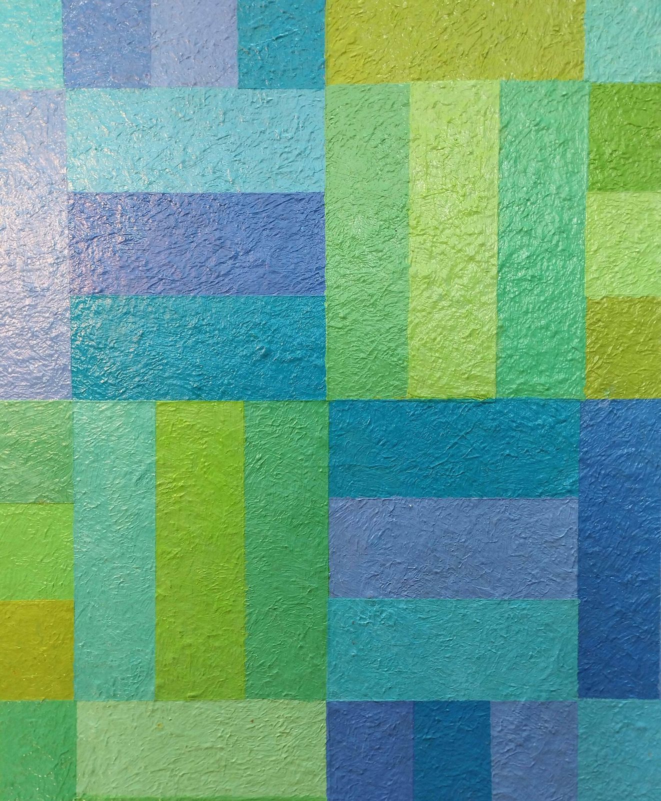 Original Artwork – Blue And Turquoise Geometric Squares – Margaret Sowerby photo furniture