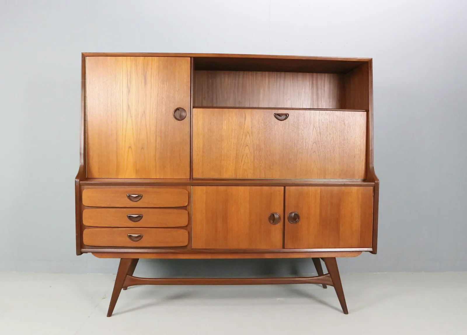 Louis Van Teeffelen Teak Highboard / Credenza For Wébé, 1960s photo 1500.0