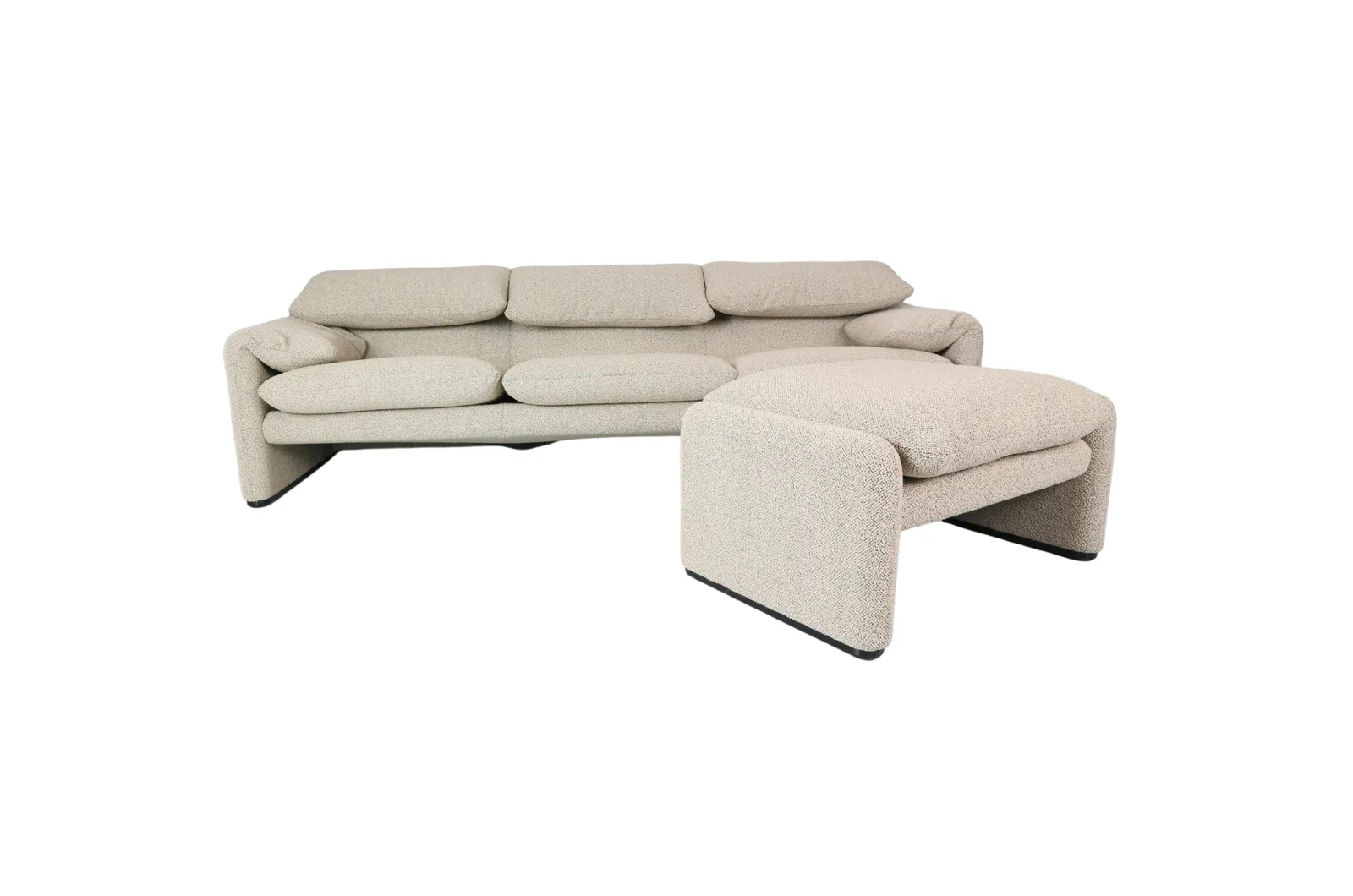 photo furniture Vico Magistretti "Maralunga" 3 Seater And Footstool Re Upholstered For Cassina
