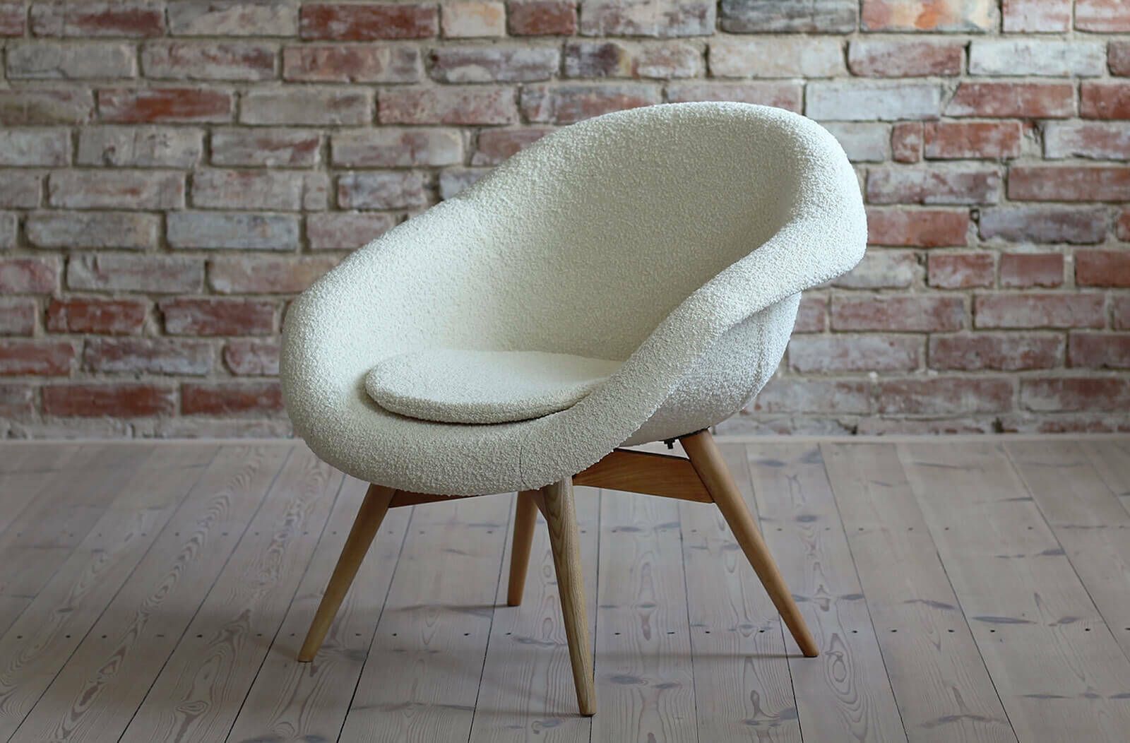 Mid Century Modern Lounge Chair By M. Navrátil, 1950s, French Boucle Fab photo for sale