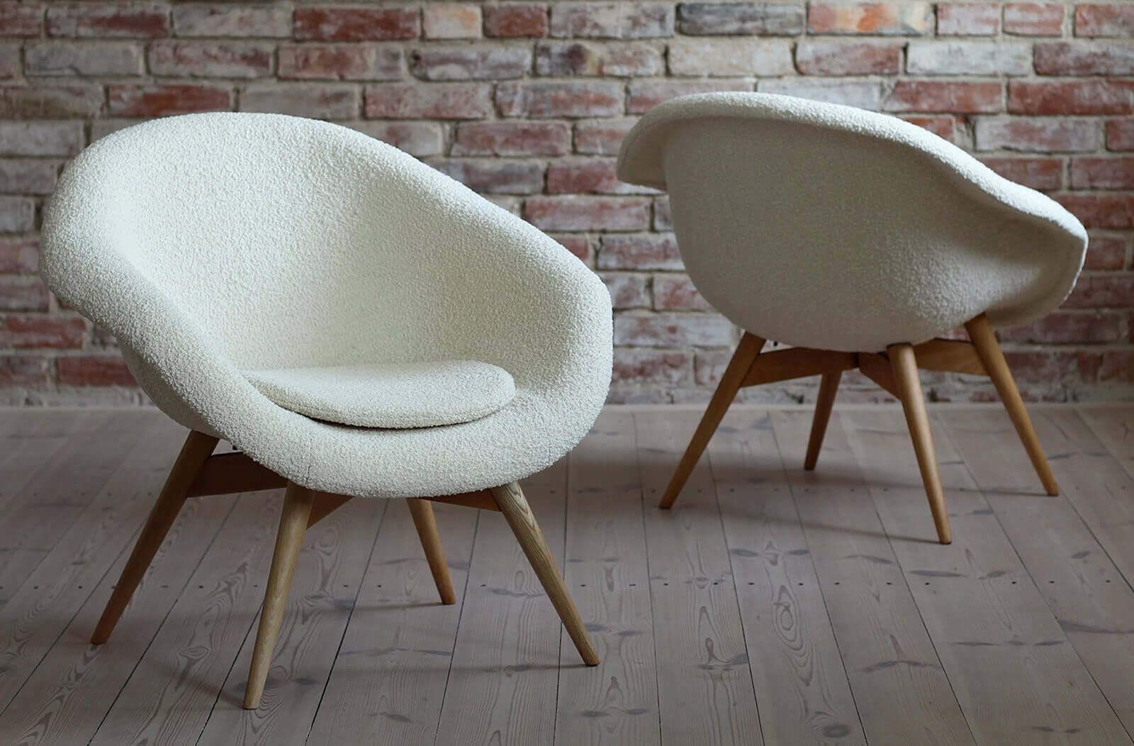 photo buy Mid Century Modern Lounge Chair By M. Navrátil, 1950s, French Boucle Fab
