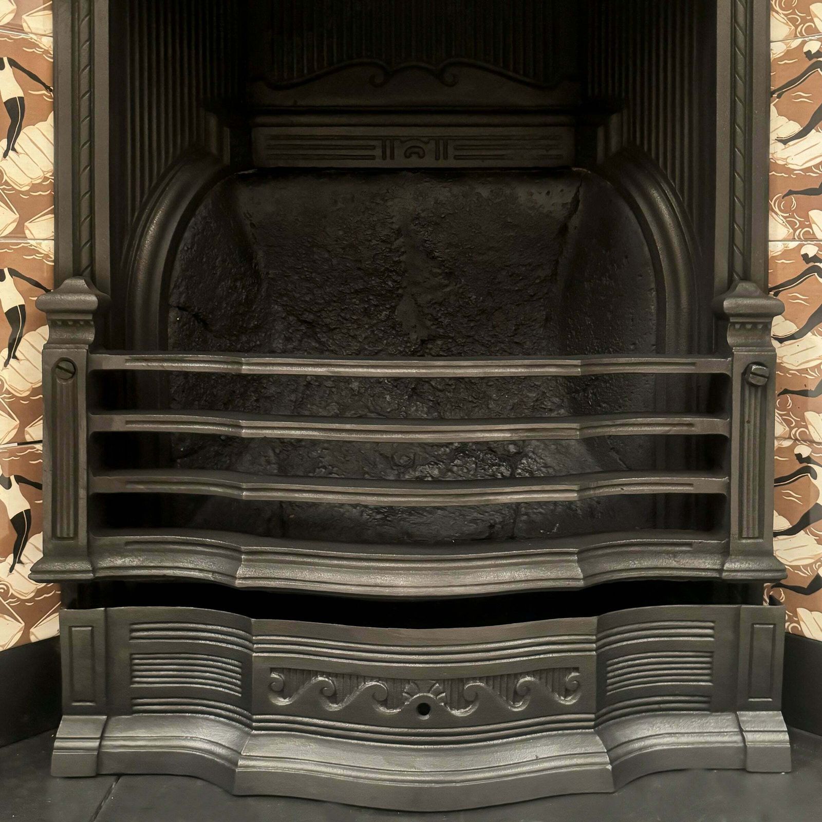 Antique Victorian Tiled Cast Iron Fireplace Insert photo vinterior