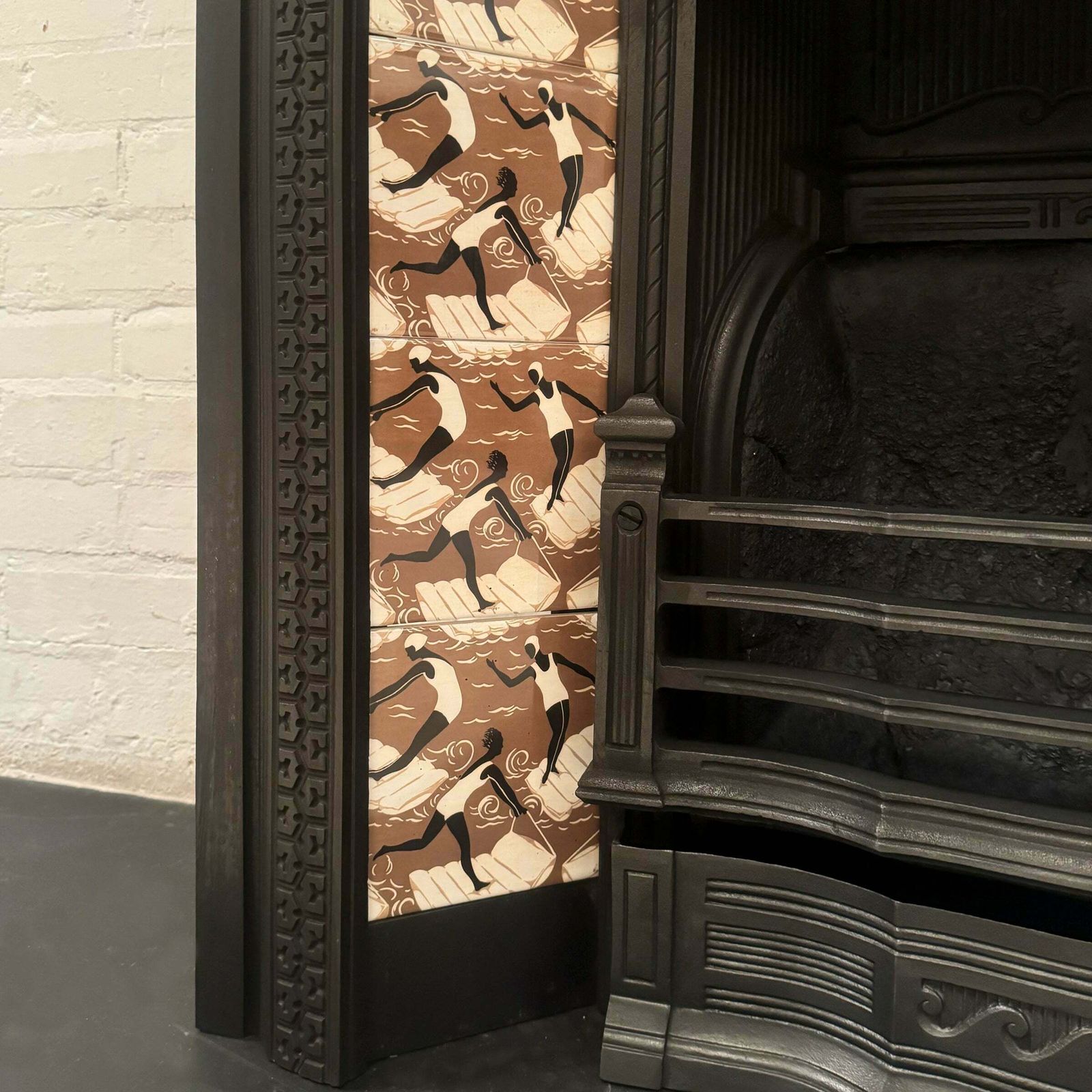Antique Victorian Tiled Cast Iron Fireplace Insert photo buy